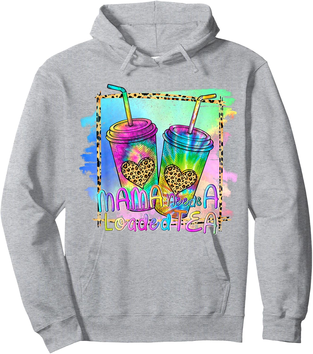 Mama Needs a Loaded Tea Tie Dye Fitness Gym Workout Hoodie - Hoodie | Ash