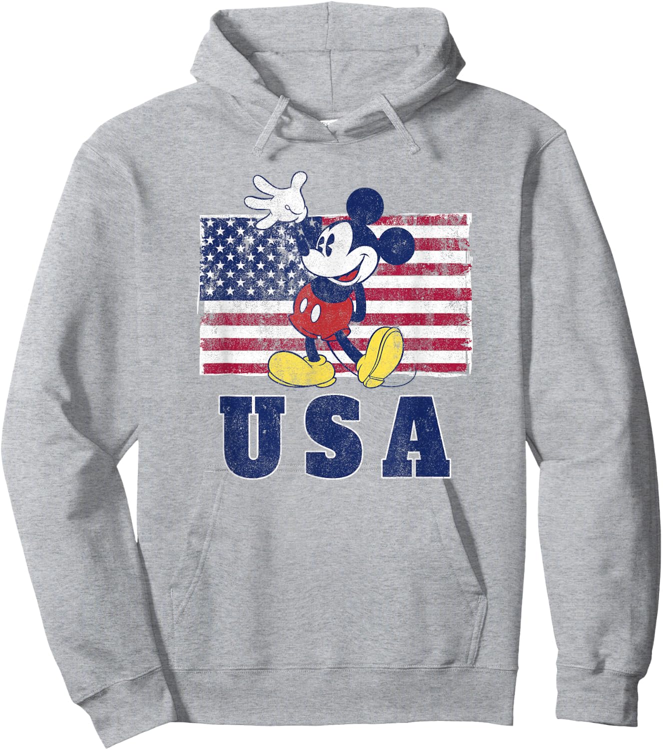 Disney Mickey Classic Mickey American Flag 4th of July Hoodie - Hoodie | Ash