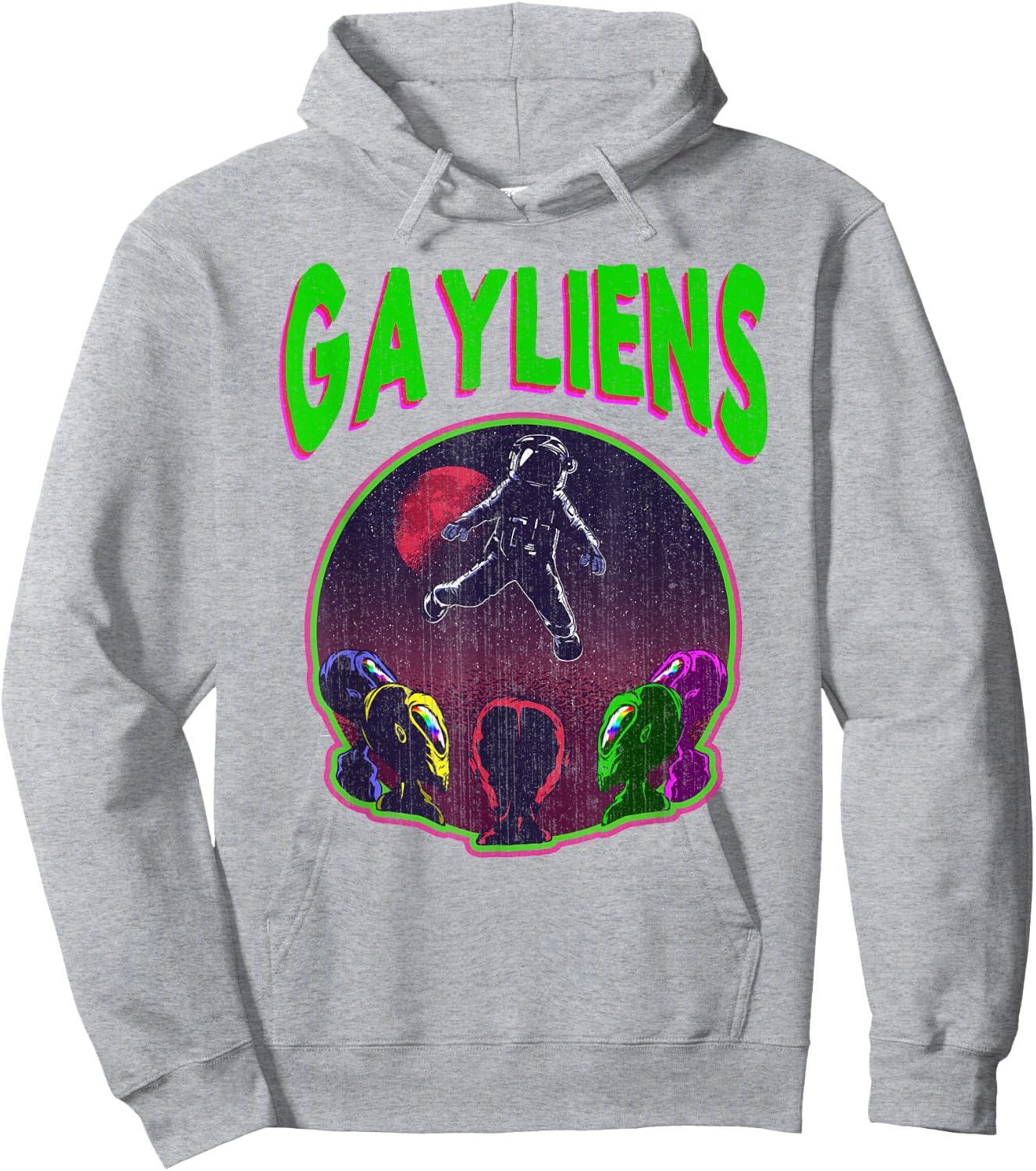 Gaylien's Gay LGBT Rainbow Space Alien Moon Astronaut Gift Hoodie - Hoodie | Ash