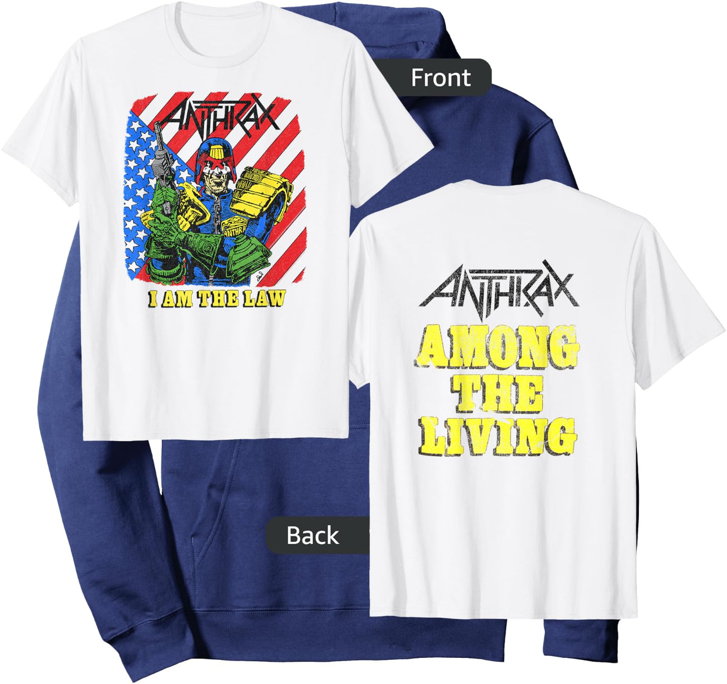 Anthrax - Among The Living 35th I Am The Law Hoodie - Hoodie | Navy