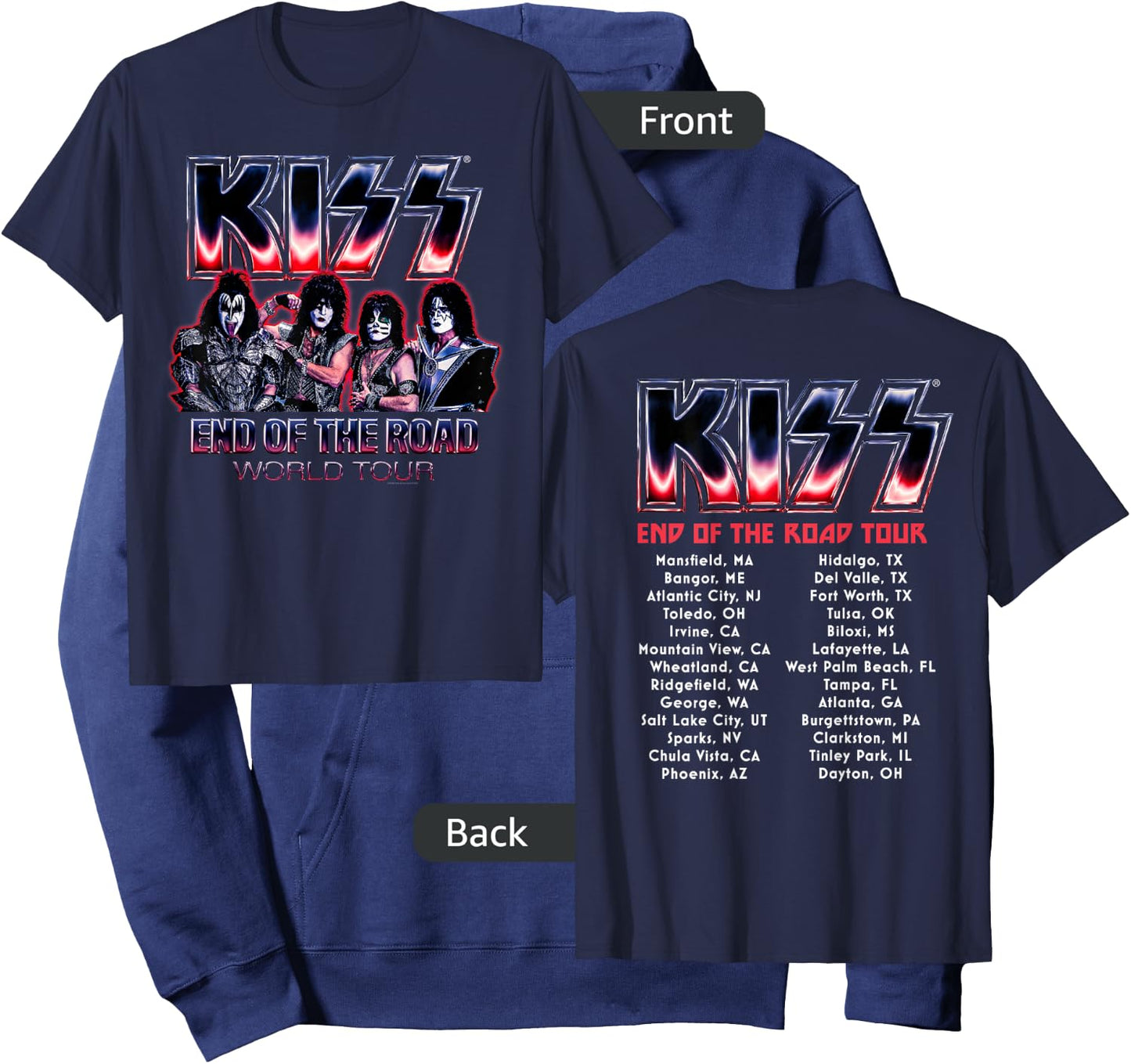KISS - End Of The Road Tour Chrome Hoodie - Hoodie | Navy