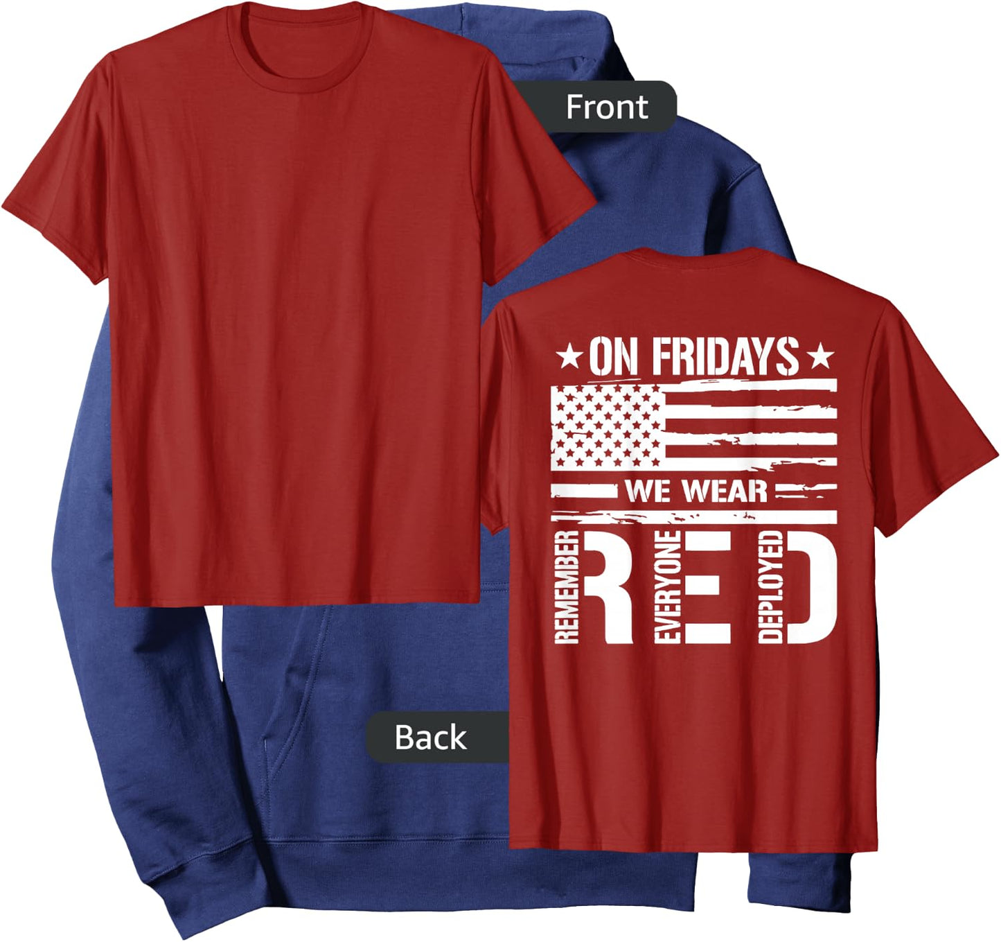 Remember Everyone Deployed On Friday We Wear Red (on Back) Small Hoodie - Hoodie | Navy