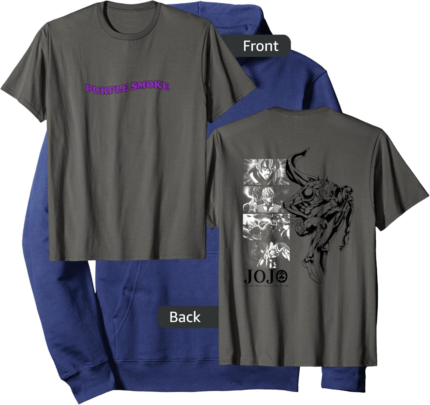 JoJo's Bizarre Adventure Fugo & Purple Smoke Haze Front Back Hoodie - Hoodie | Navy
