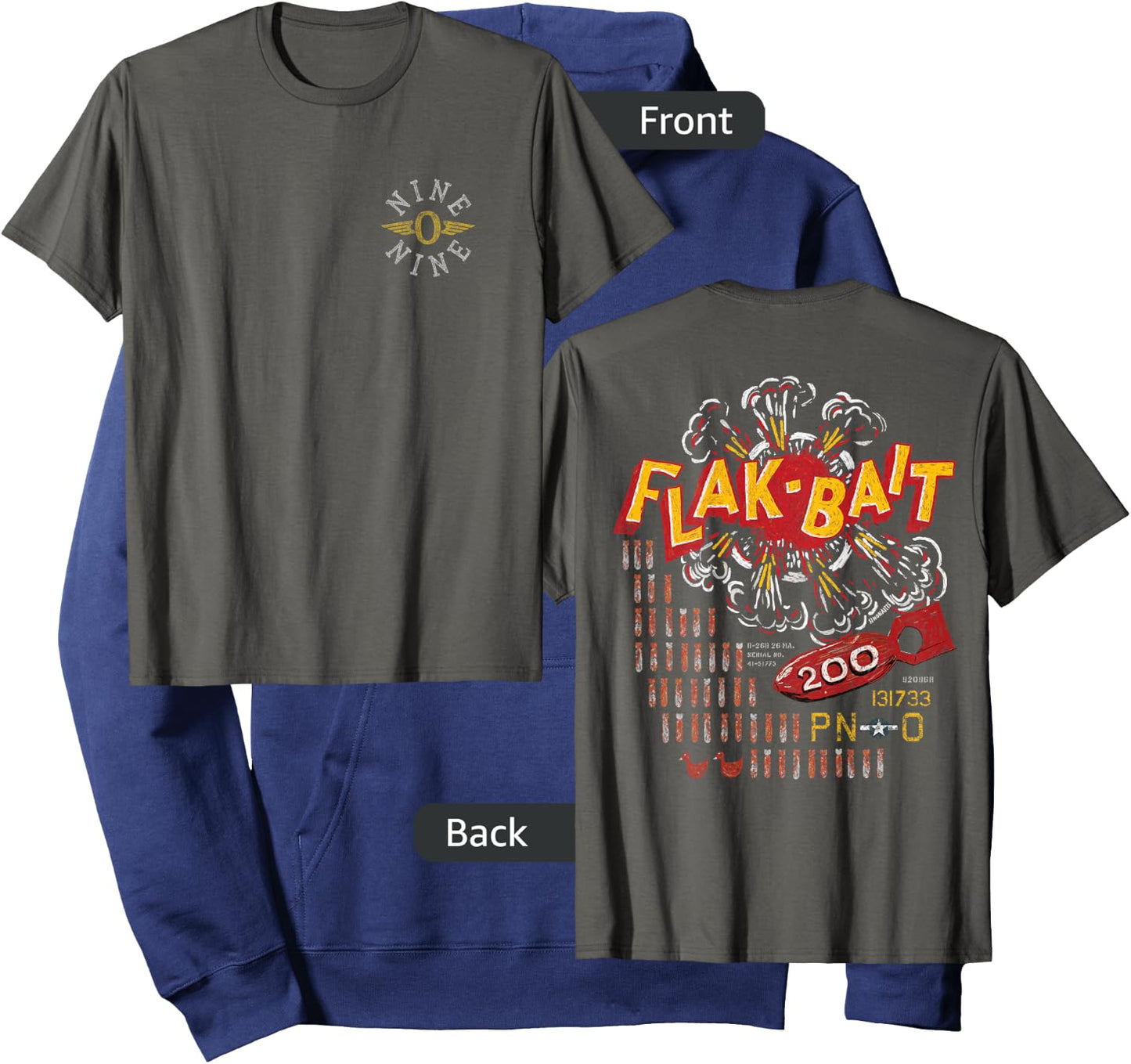 Flak-Bait | B-26 Marauder WW2 Nose Art | Front & Back Print Hoodie - Hoodie | Navy