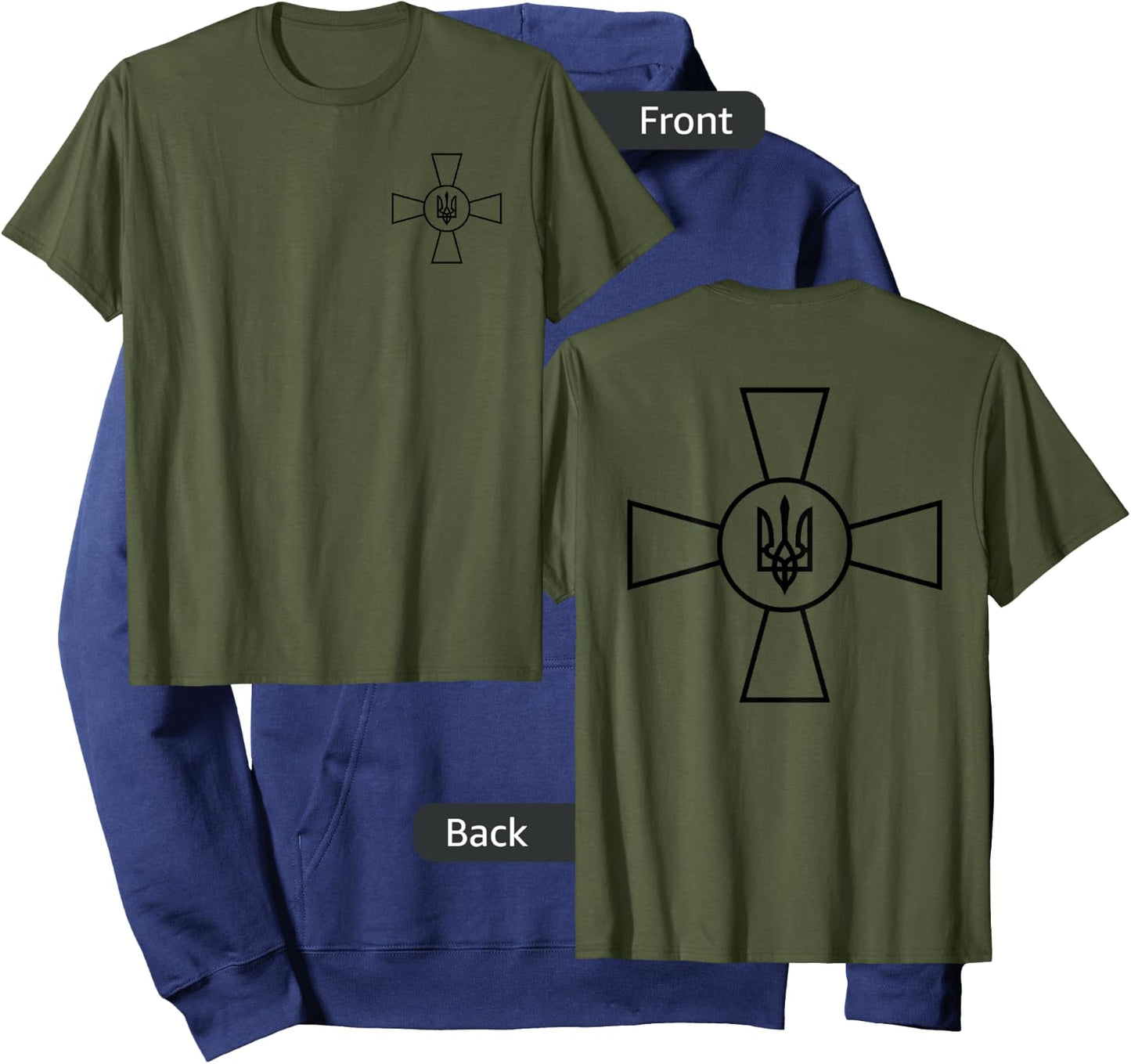 Zelensky Military Ukraine Trident Crest Army Logo Shield F&B Hoodie - Hoodie | Navy