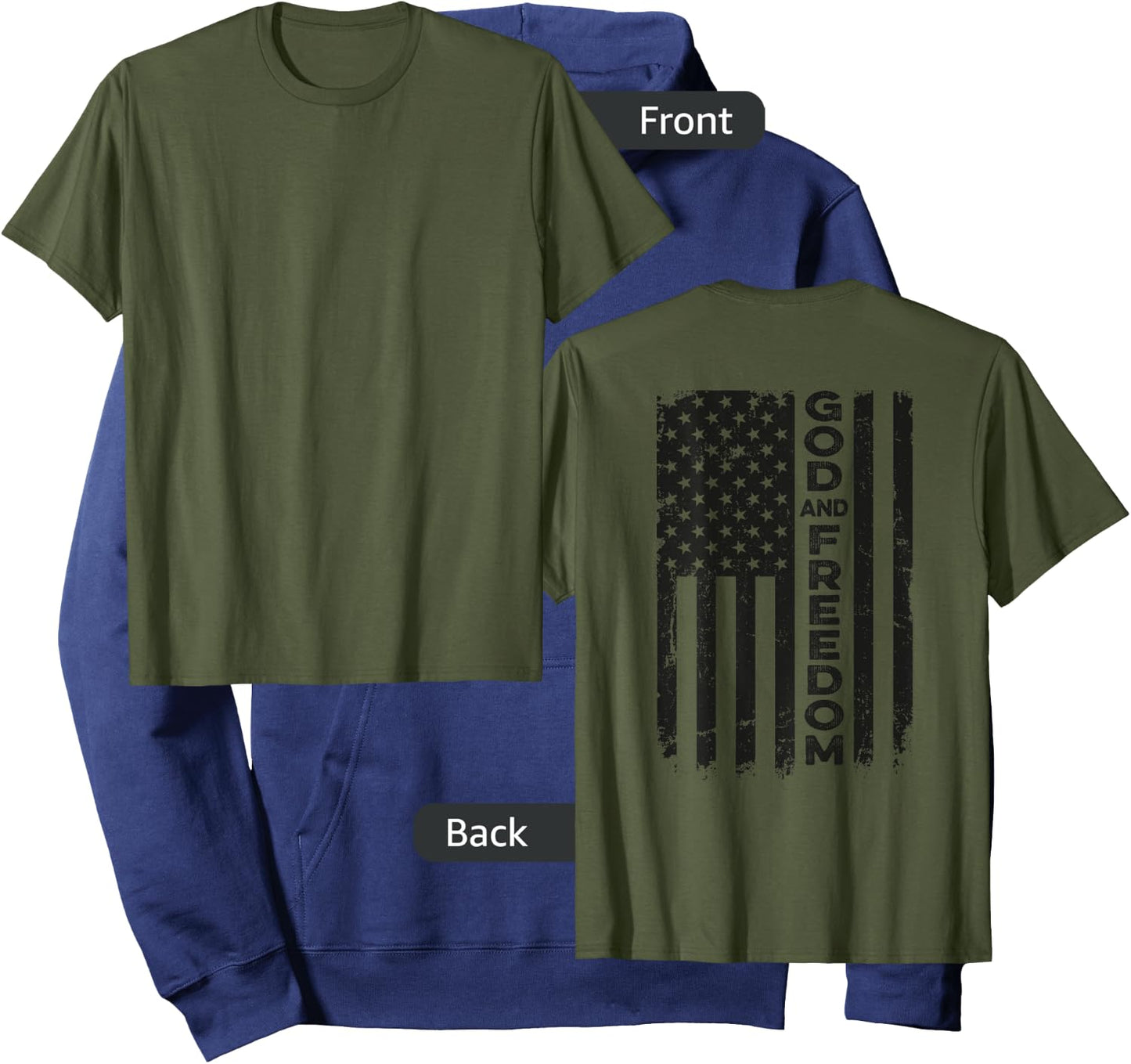 God And Country - USA Patriotic Christian Camo Flag -ON BACK Hoodie - Hoodie | Navy
