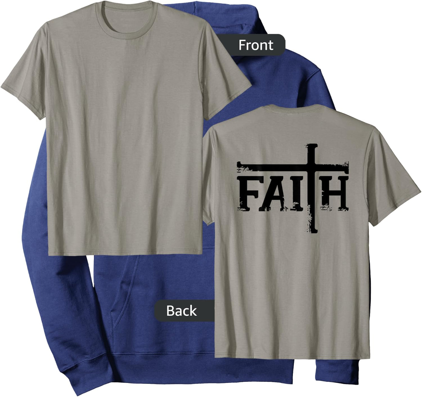 FAITH Cross Jesus Christ Christian Meme DESIGN ON BACK Hoodie - Hoodie | Navy