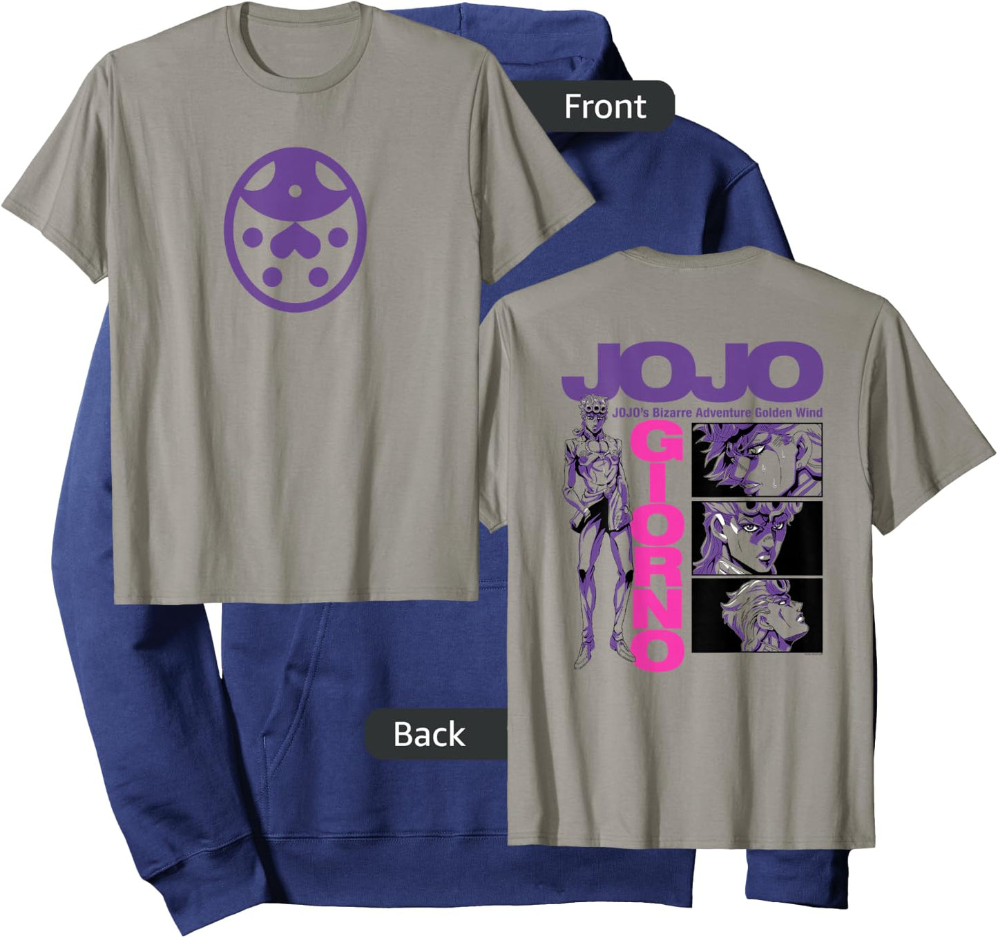JoJo Golden Wind Giorno's Ladybug Brooch Front and Back Hoodie - Hoodie | Navy