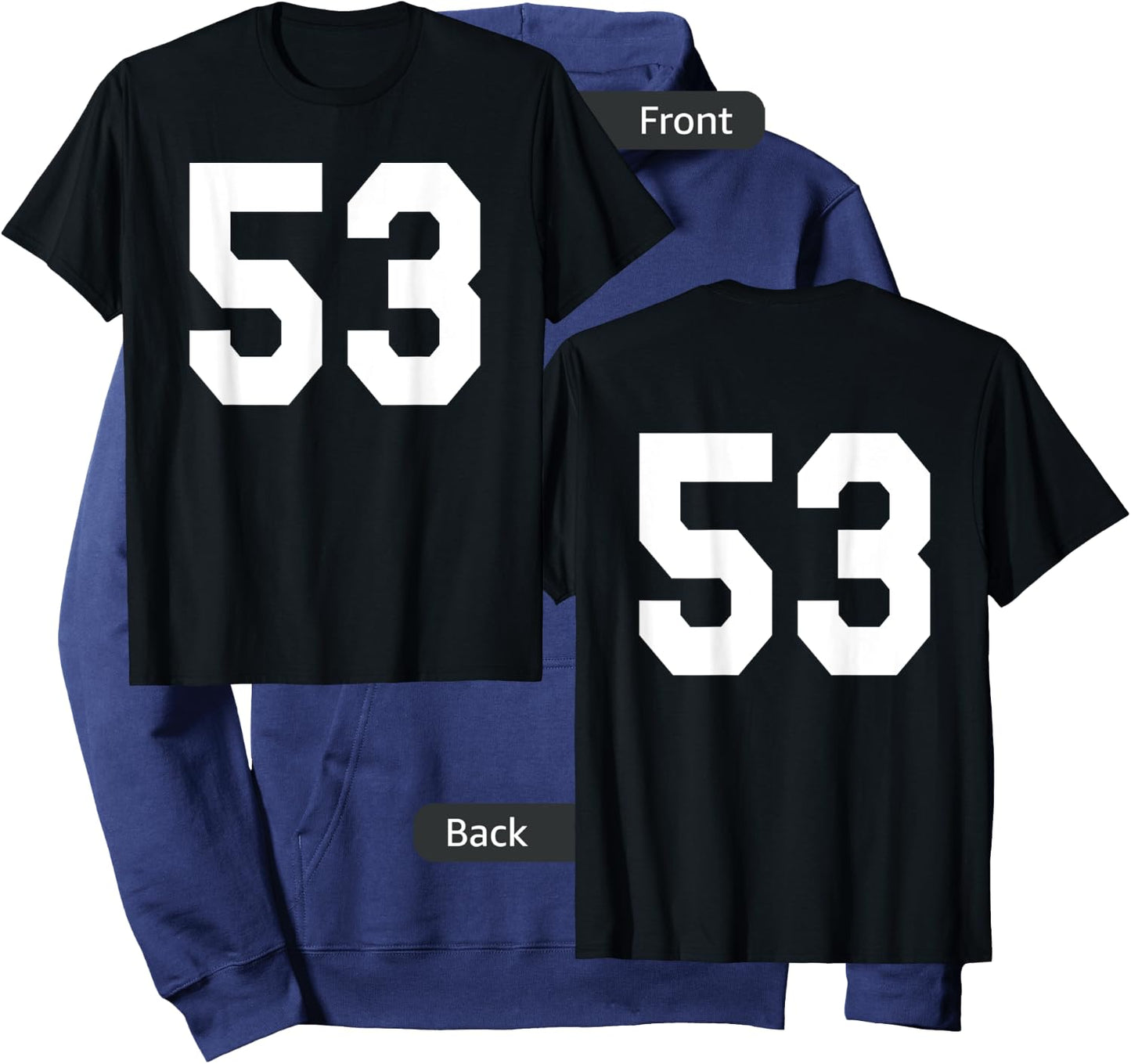 Number 53 Sports Jersey Front and Back Team Player Hoodie - Hoodie | Navy