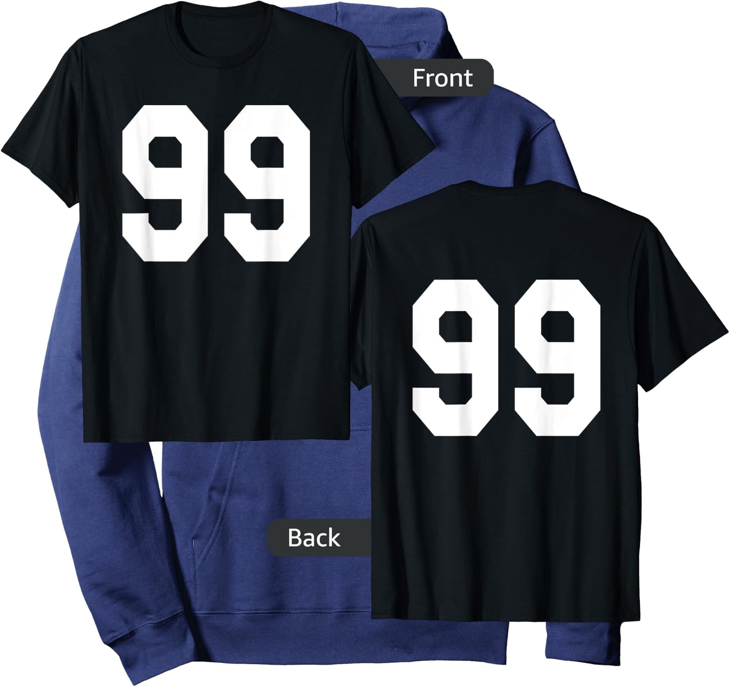 Number 99 Sports Jersey Front and Back Team Player Hoodie - Hoodie | Navy