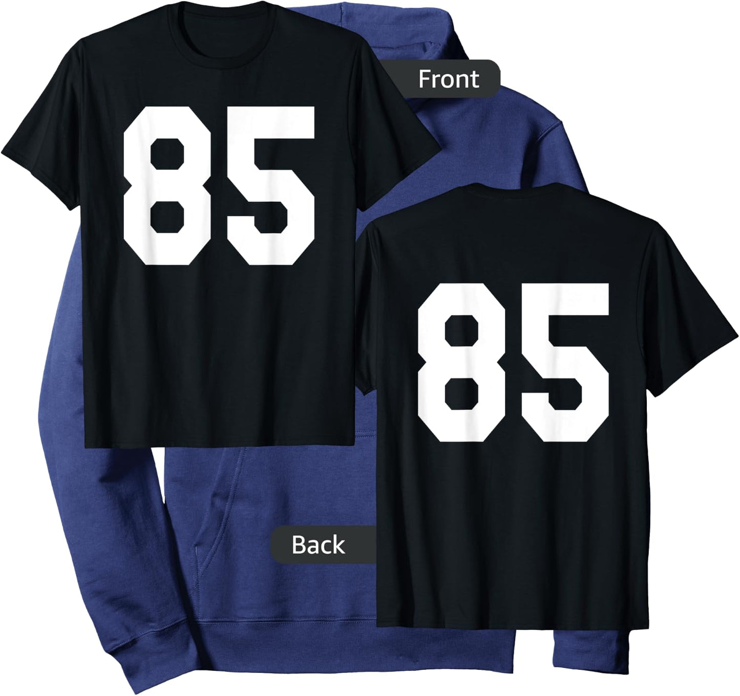 Number 85 Sports Jersey Front and Back Team Player Hoodie - Hoodie | Navy