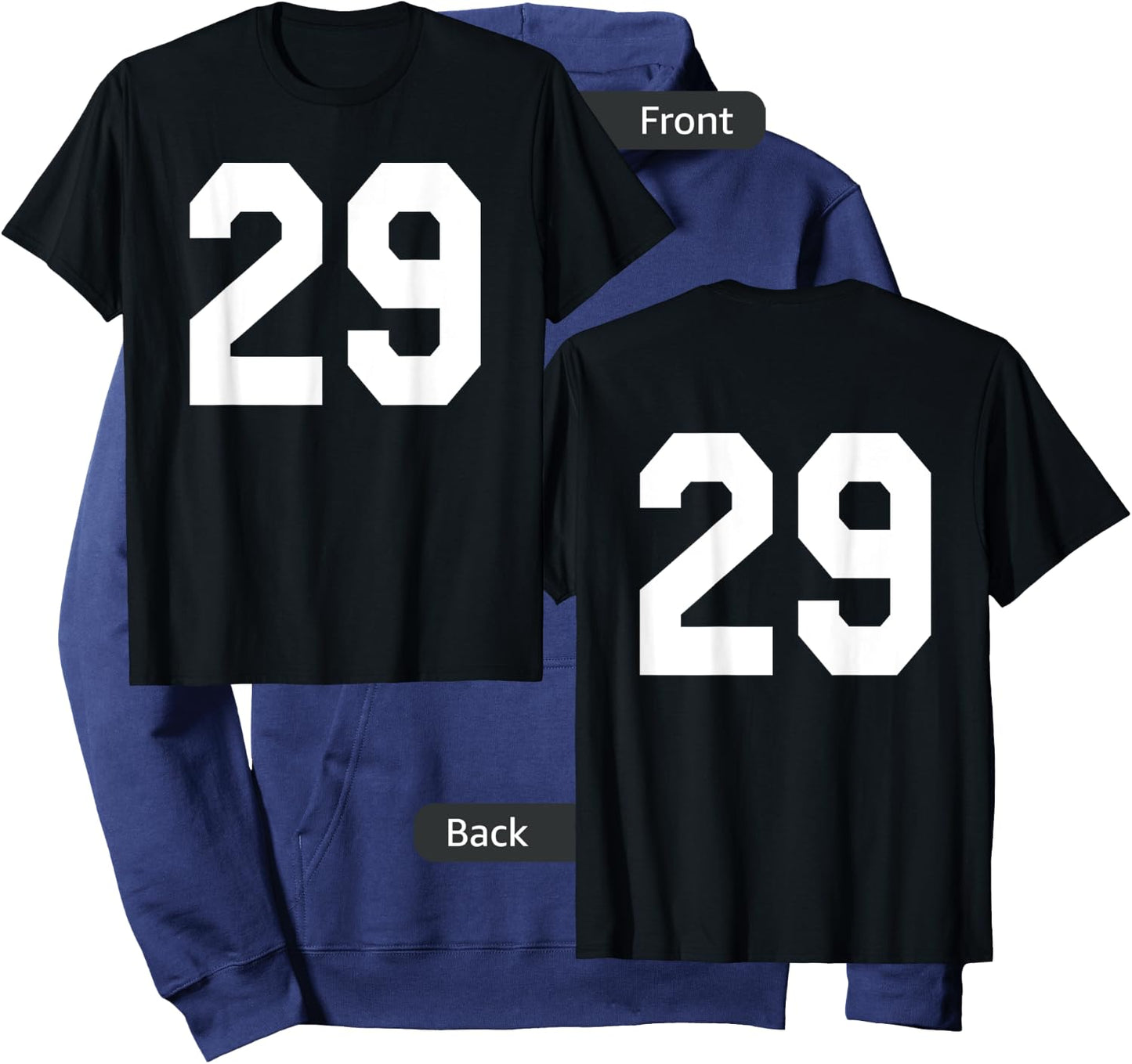 Number 29 Sports Jersey Front and Back Team Player Hoodie - Hoodie | Navy