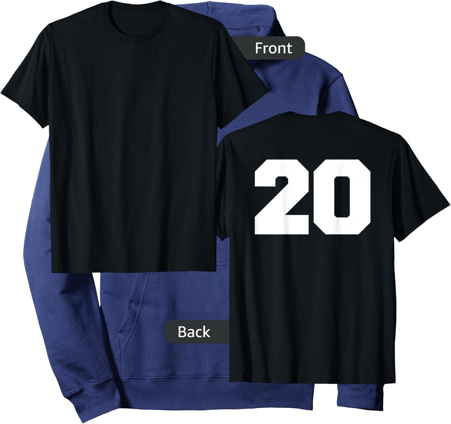 Number 20 Sports Jersey Player #20 Fan BACK PRINT Varsity Hoodie - Hoodie | Navy
