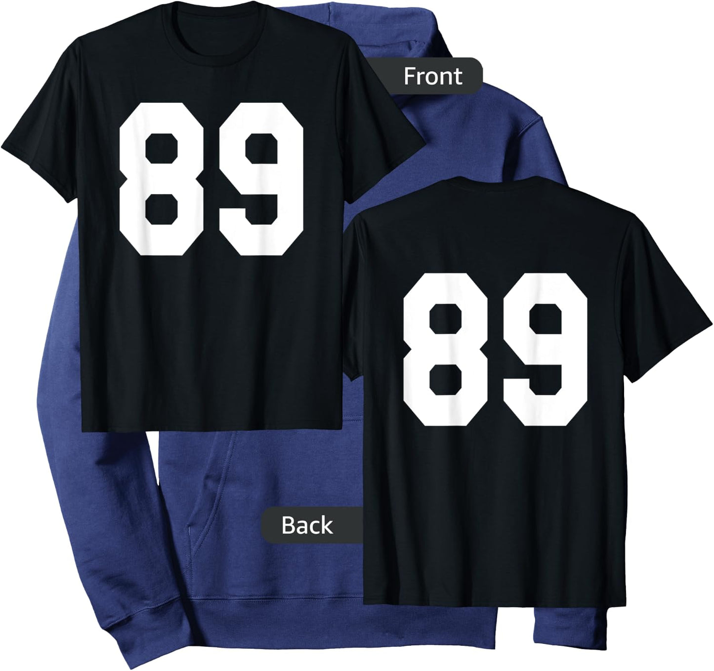 Number 89 Sports Jersey Front and Back Team Player Hoodie - Hoodie | Navy