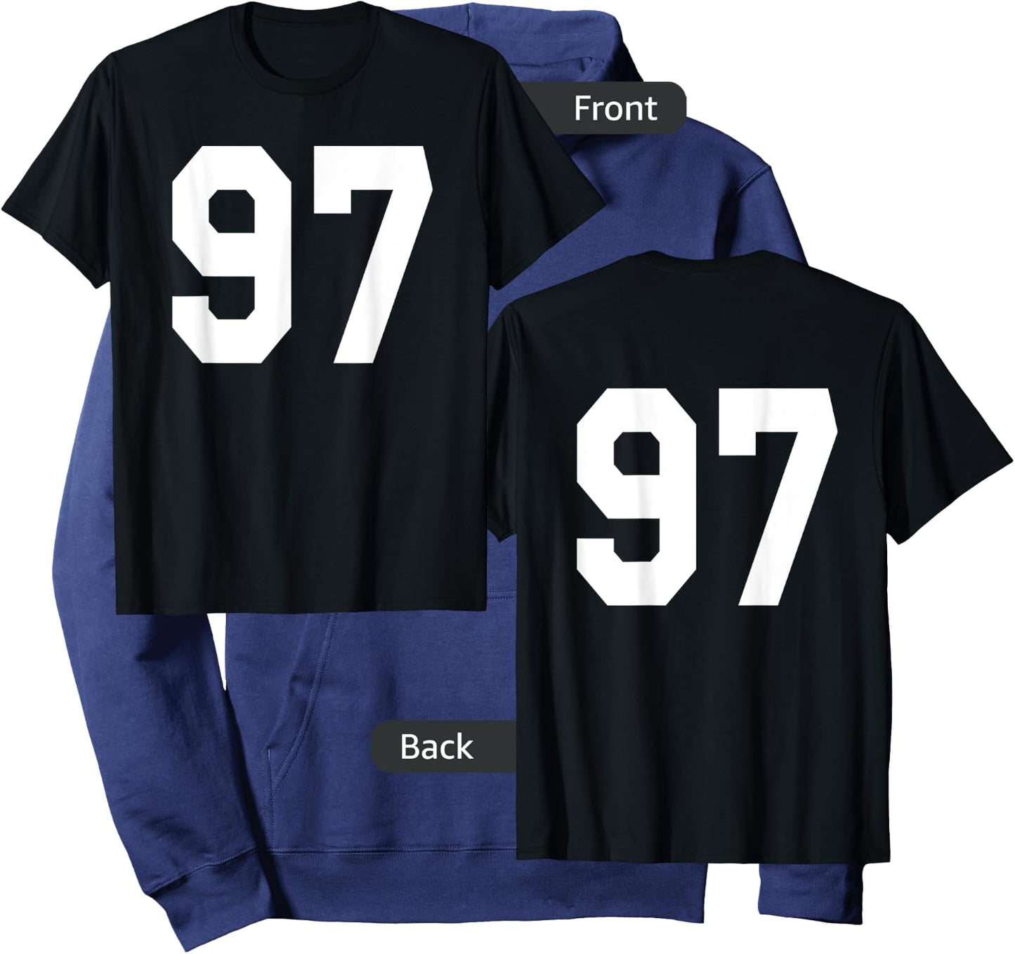 Number 97 Sports Jersey Front and Back Team Player Hoodie - Hoodie | Navy