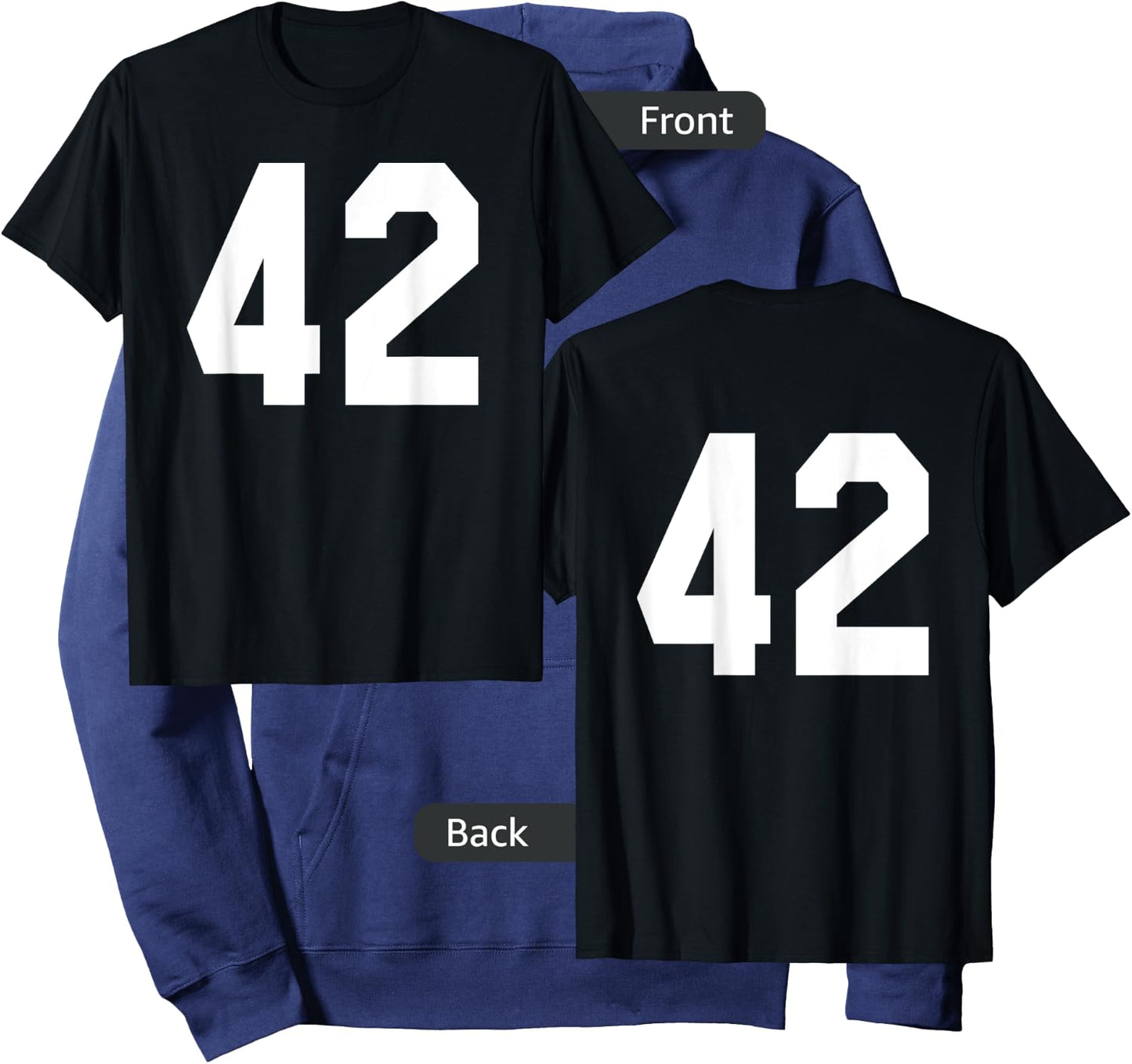 Number 42 Sports Jersey Front and Back Team Player Hoodie - Hoodie | Navy