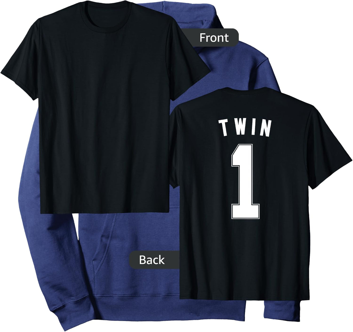 TWIN 1 shirt funny matching adult kid jersey identical twin Hoodie - Hoodie | Navy