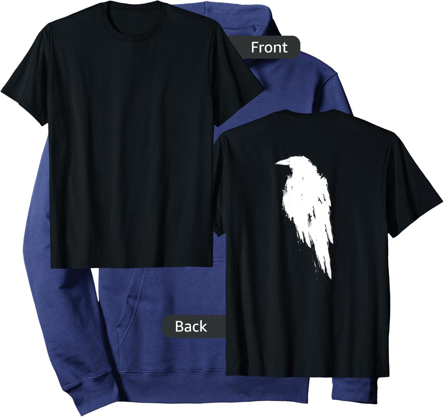 Retro Vintage White Raven Crow DESIGN ON BACK Hoodie - Hoodie | Navy