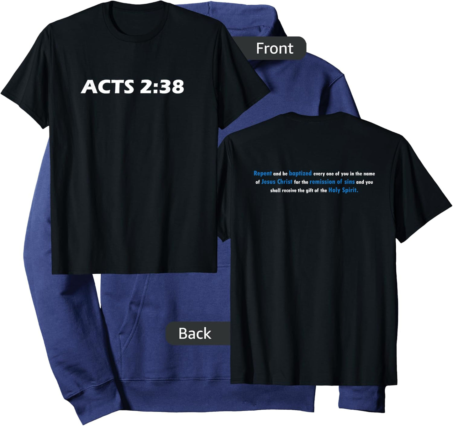 Acts 2:38 In Jesus Name Bible Verse Hoodie - Hoodie | Navy