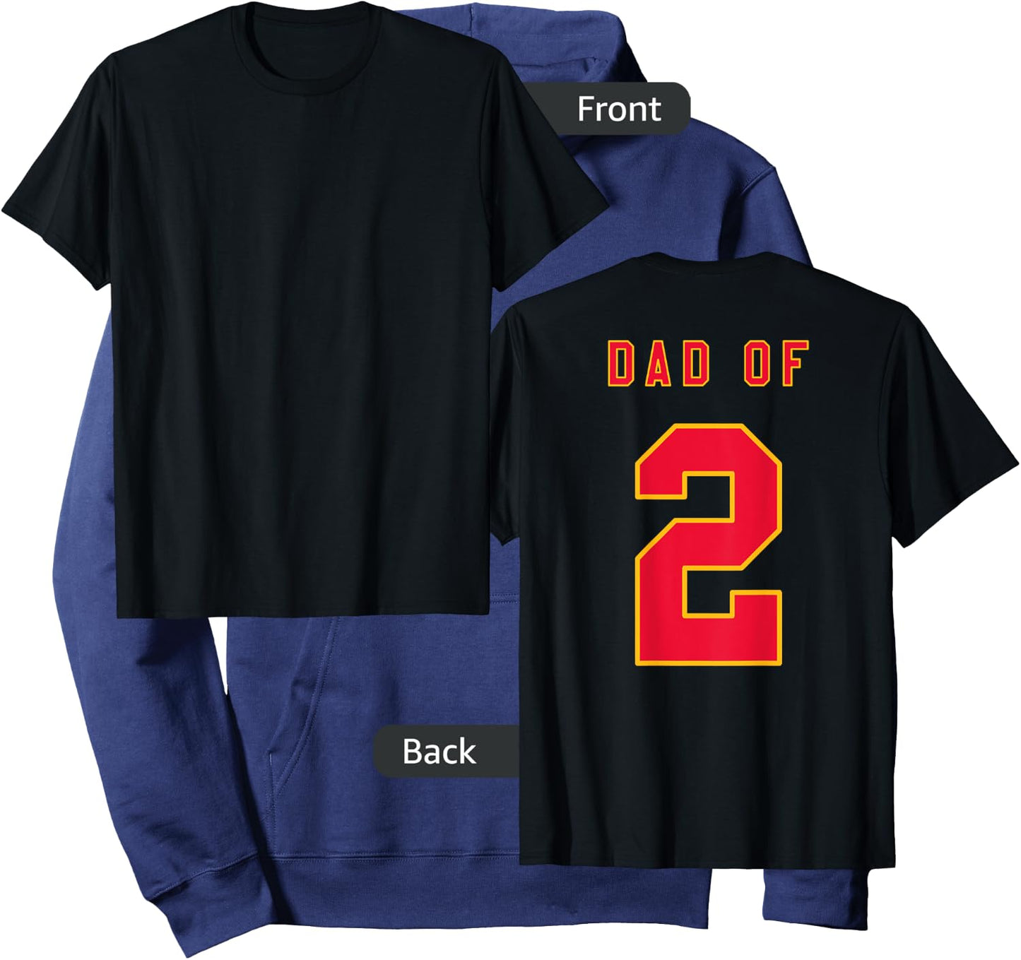 DAD OF 2 Shirt Funny New Dad of Two or Dad To Be Again Gift Hoodie - Hoodie | Navy