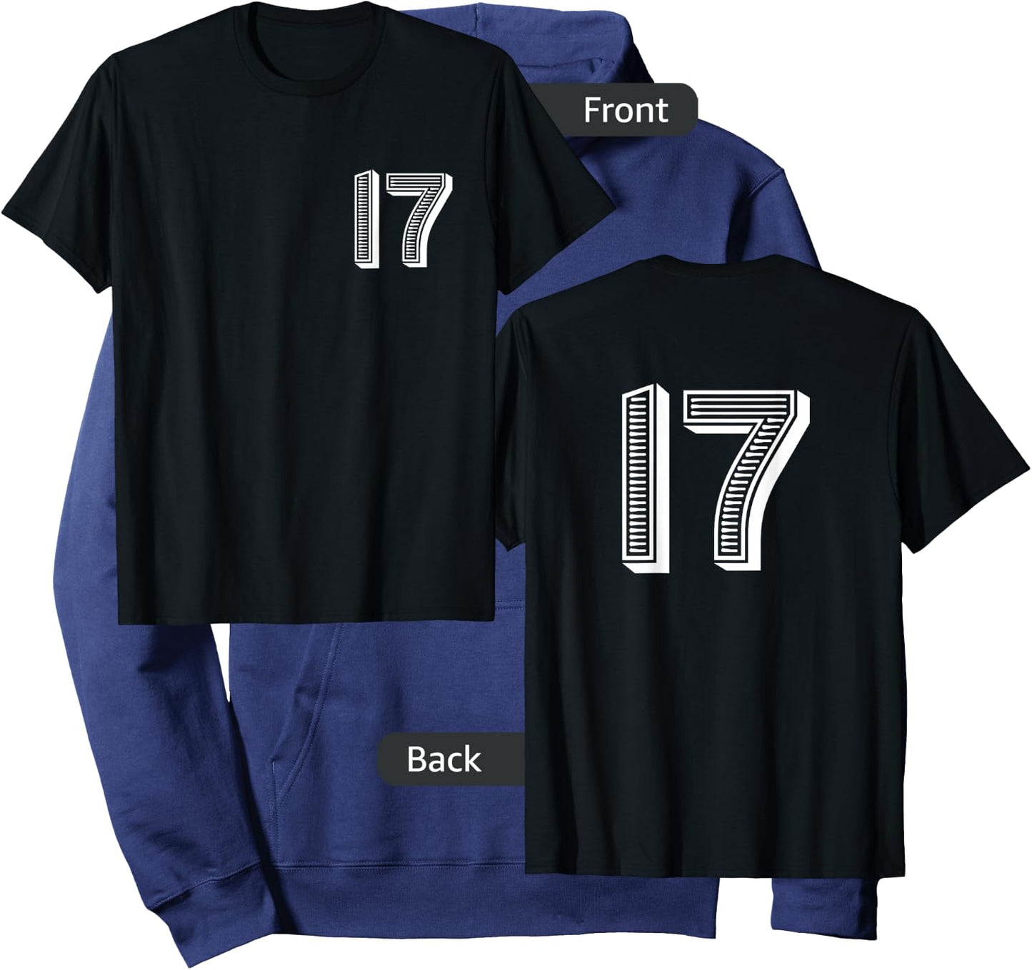 Number Seventeen #17 Sports Team Uniform Birthday Hoodie - Hoodie | Navy