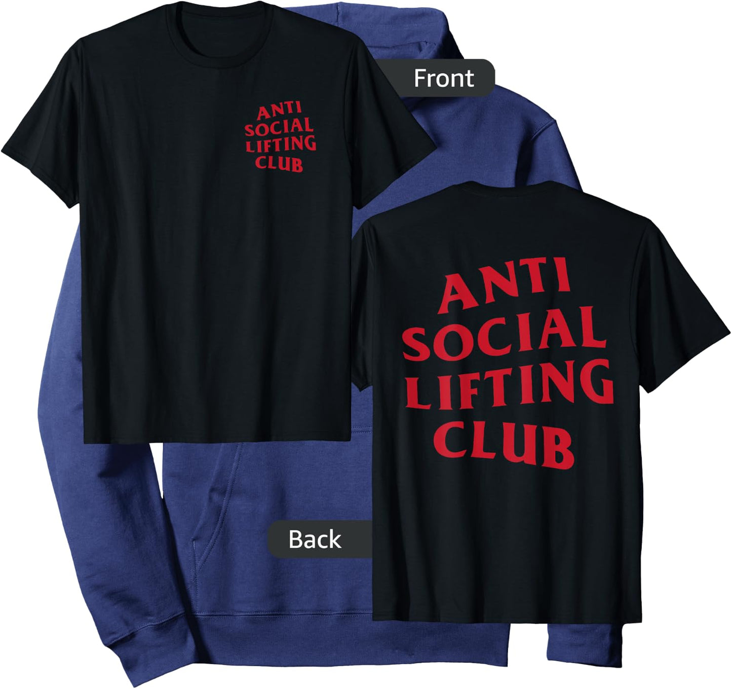 Anti Social Lifting Club: Red Logo (Front + Back) Hoodie - Hoodie | Navy