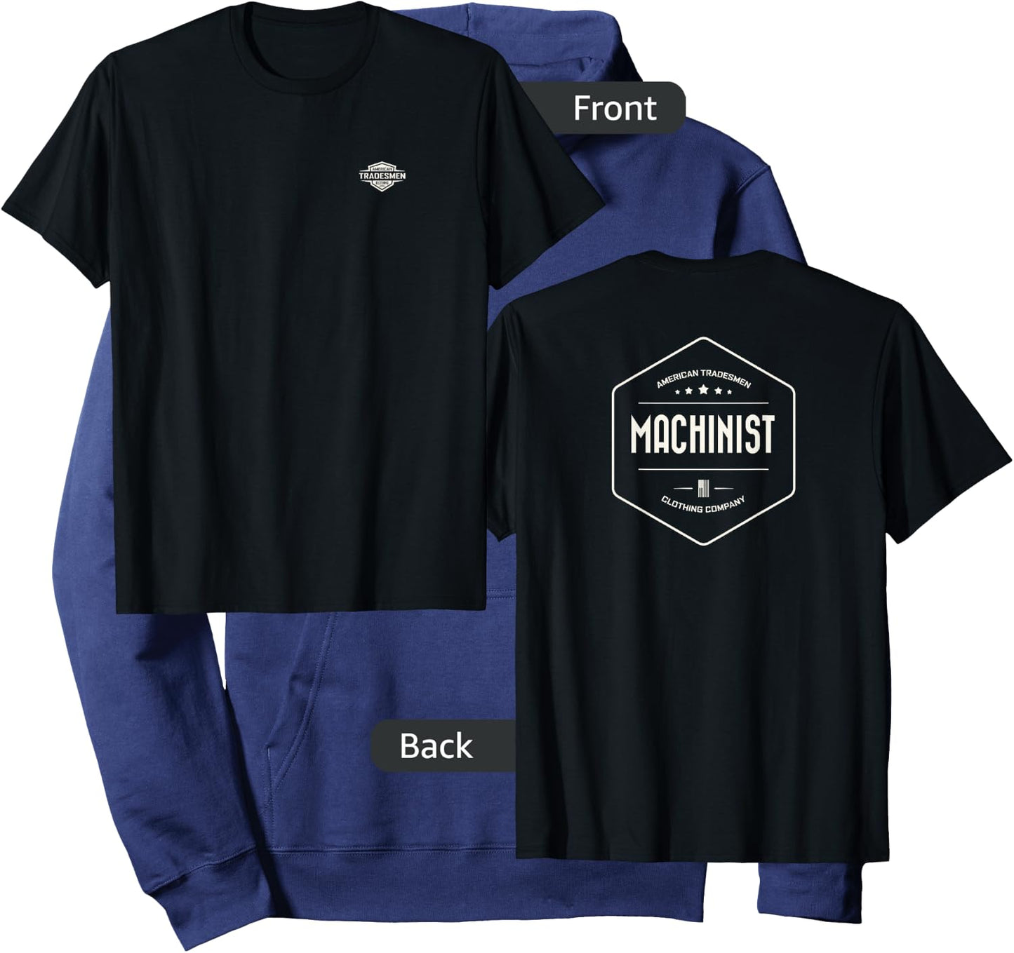 "Machinist" with vintage white back design Hoodie - Hoodie | Navy