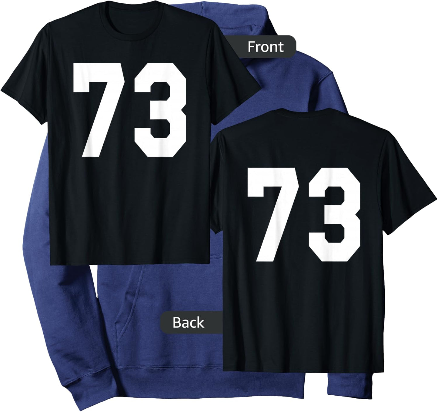 Number 73 Sports Jersey Front and Back Team Player Hoodie - Hoodie | Navy