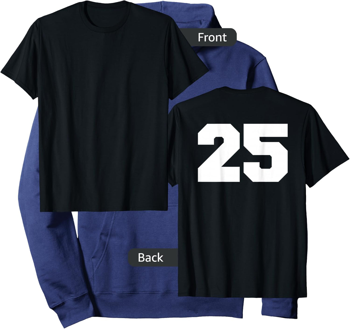 Number 25 Sports Jersey Player #25 Fan BACK PRINT Varsity Hoodie - Hoodie | Navy
