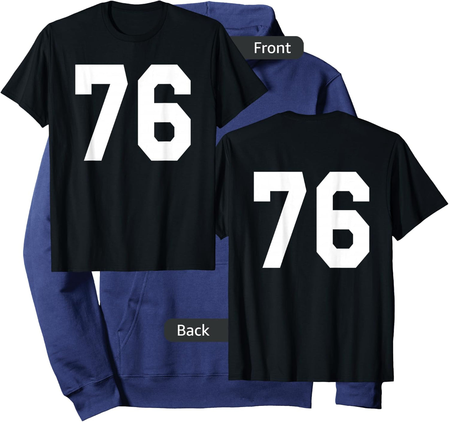Number 76 Sports Jersey Front and Back Team Player Hoodie - Hoodie | Navy