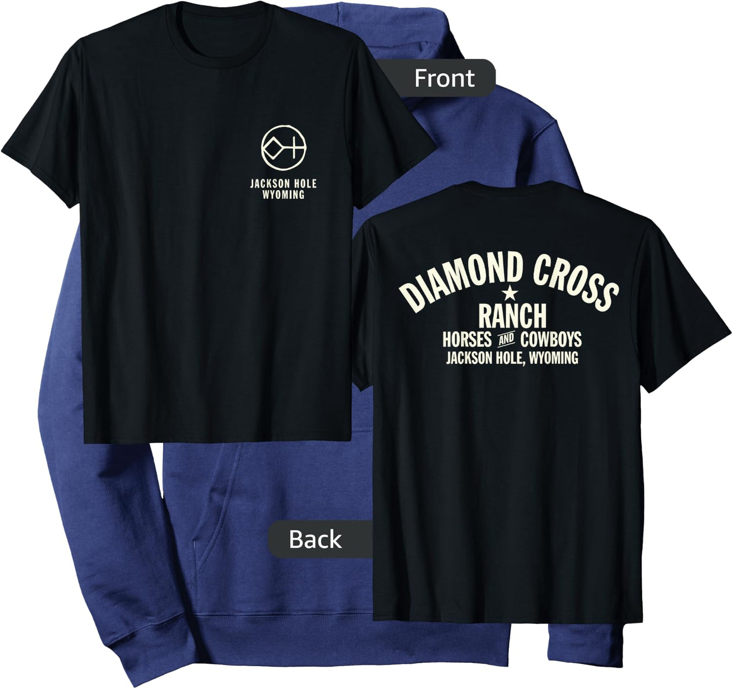 Diamond Cross Ranch Jackson Hole, Wyoming Horses & Cowboys , Black, Small Hoodie - Hoodie | Navy