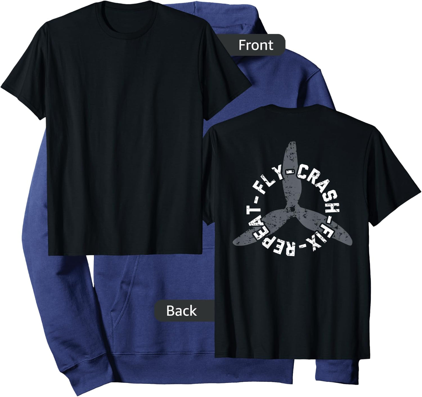 Fly Crash Fix Repeat - Funny FPV Drone Pilot - ON BACK Hoodie - Hoodie | Navy