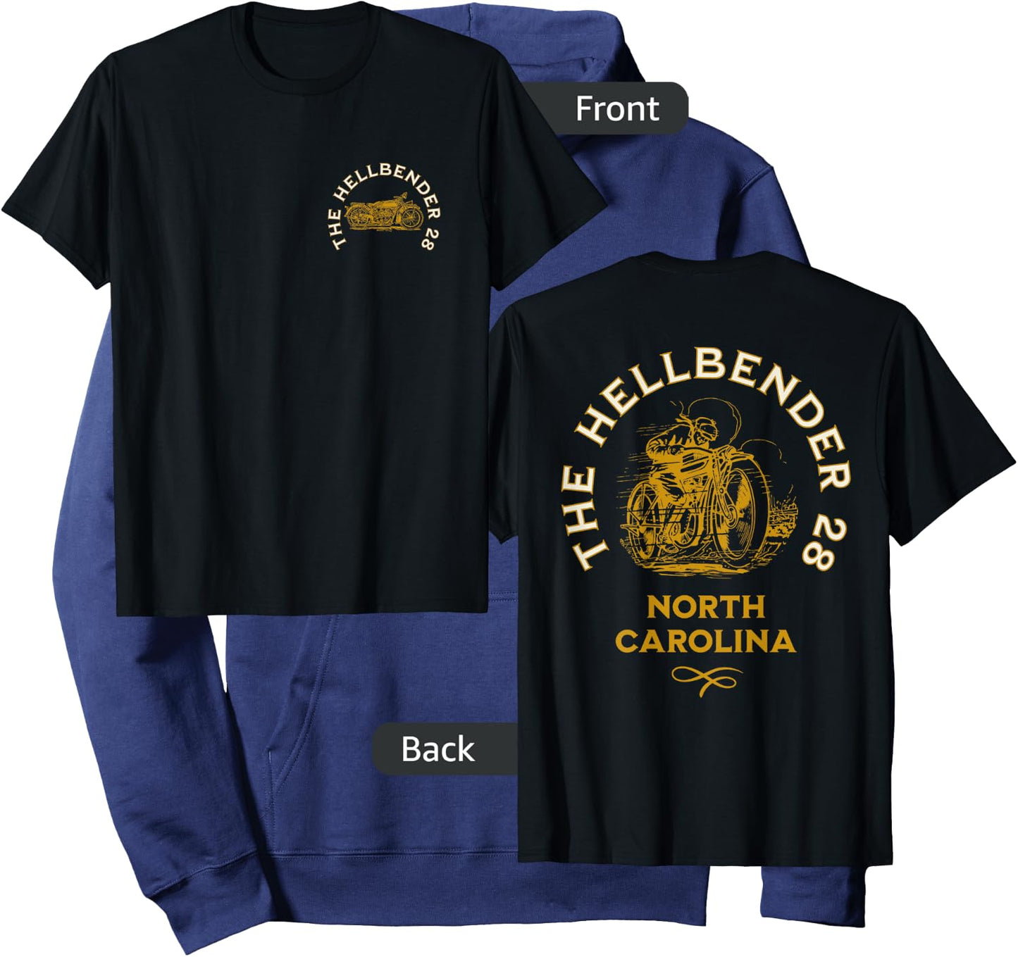 The Hellbender 28 North Carolina Route 28 NC Motorcycle Ride Hoodie - Hoodie | Navy
