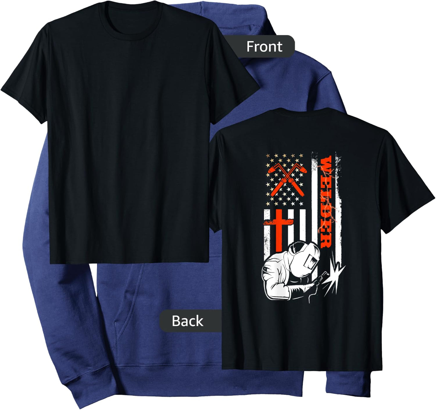Welder Gifts Funny Welding Image On Back Of Shirt Hoodie - Hoodie | Navy