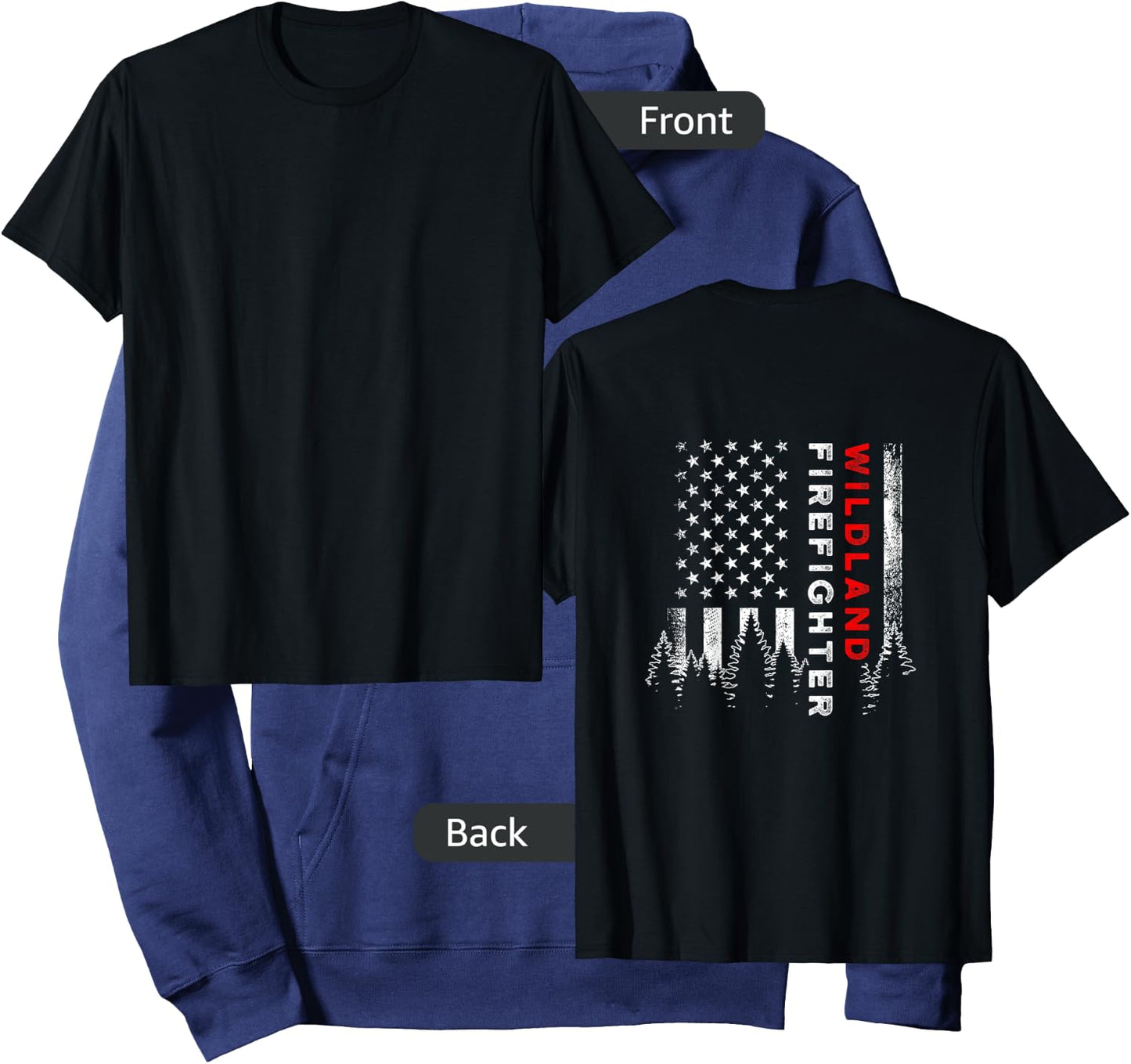 Wildland Firefighter Us Flag Firemen Hoodie - Hoodie | Navy