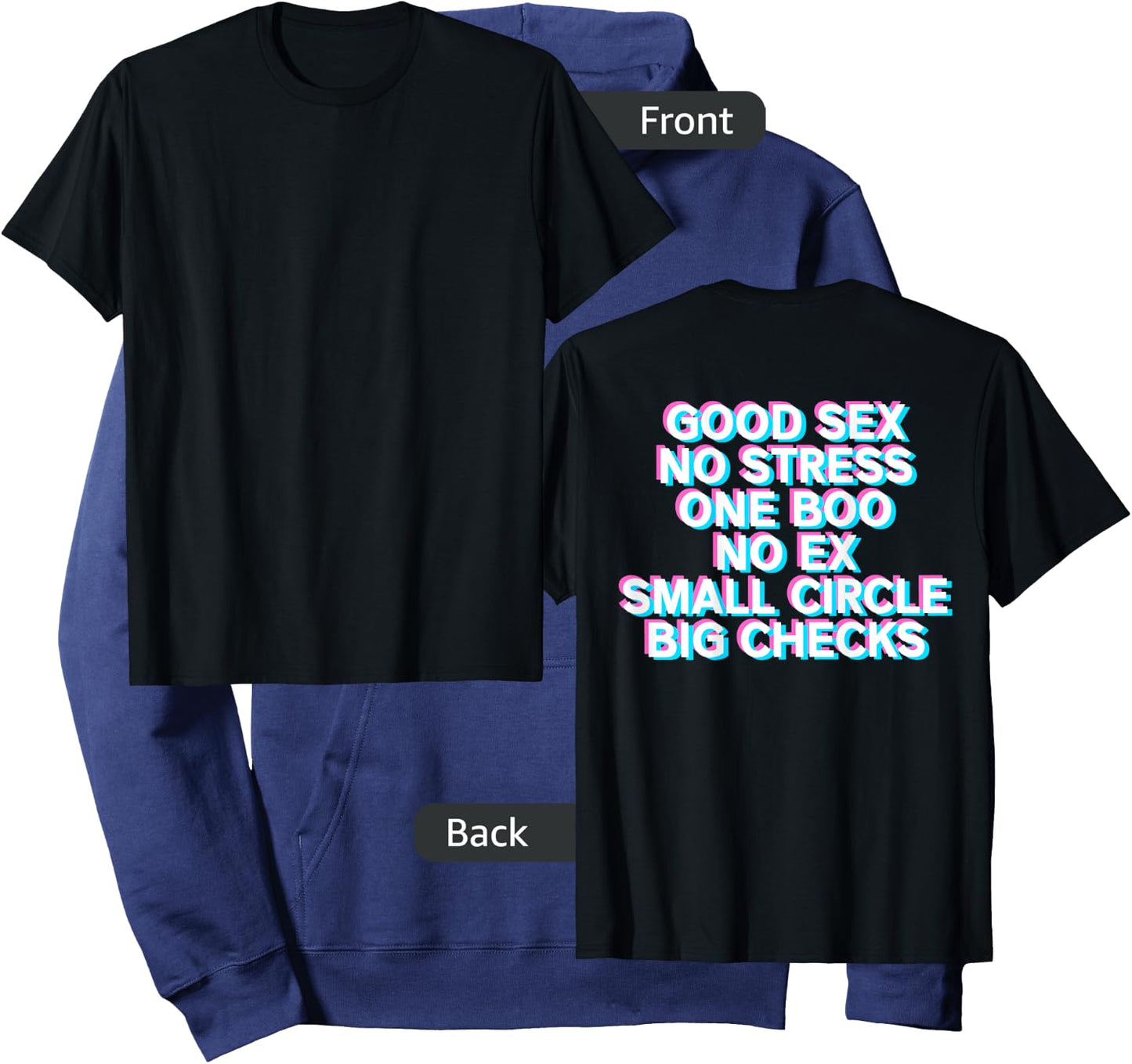 Good Sex No Stress One Boo No Ex (Back Print) Rap Slogan Hoodie - Hoodie | Navy