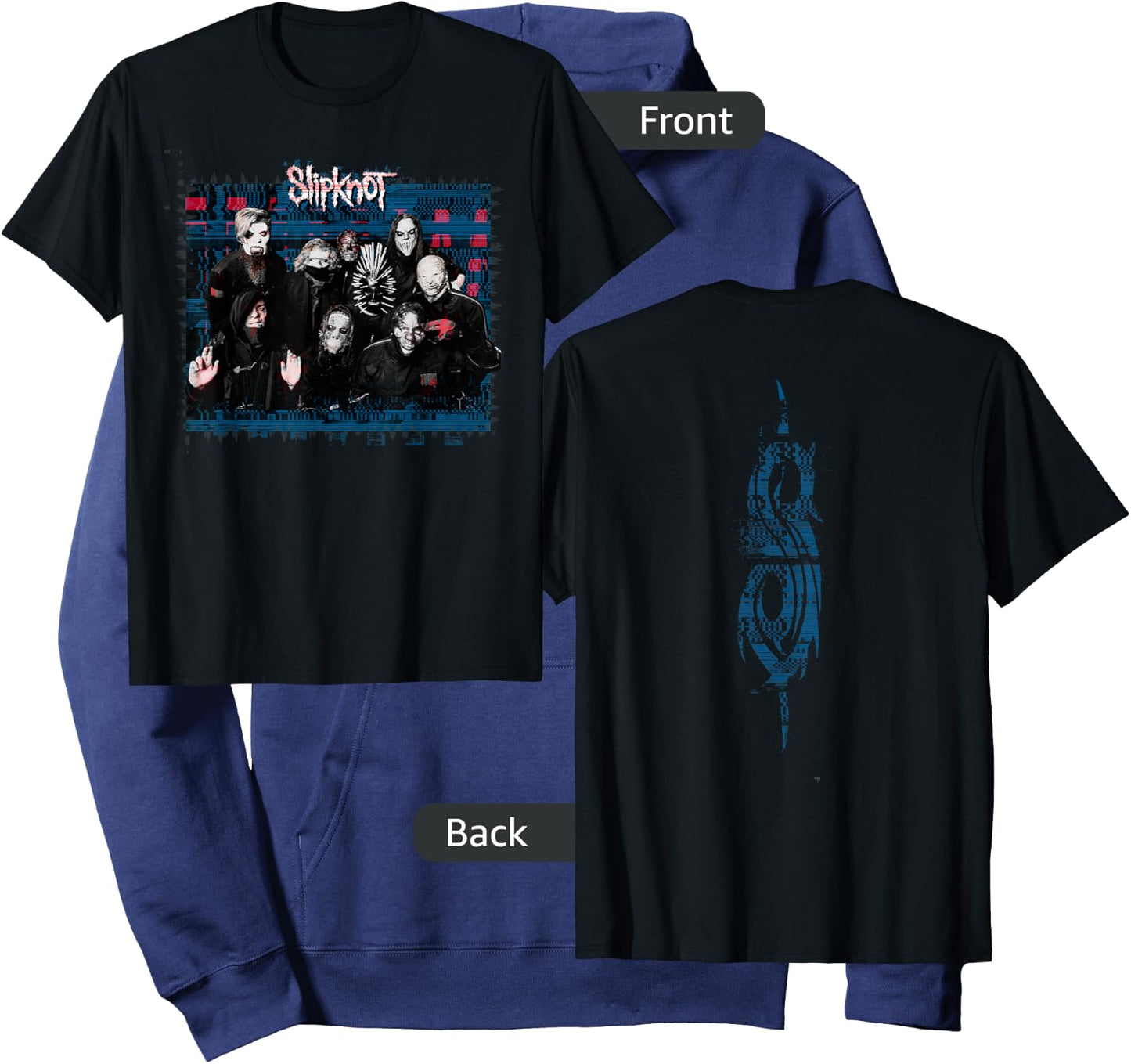Slipknot Official We Are Not Your Kind Blue Glitch Hoodie - Hoodie | Navy