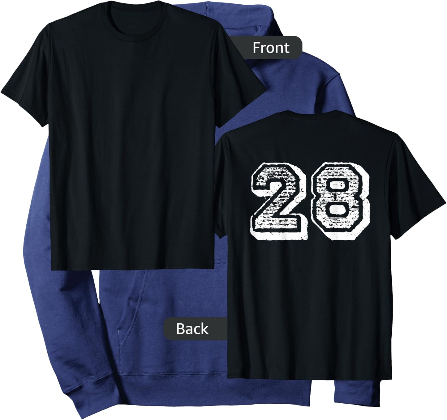Number 28 Sports Jersey Player #28 Fan BACK PRINT Vintage Hoodie - Hoodie | Navy