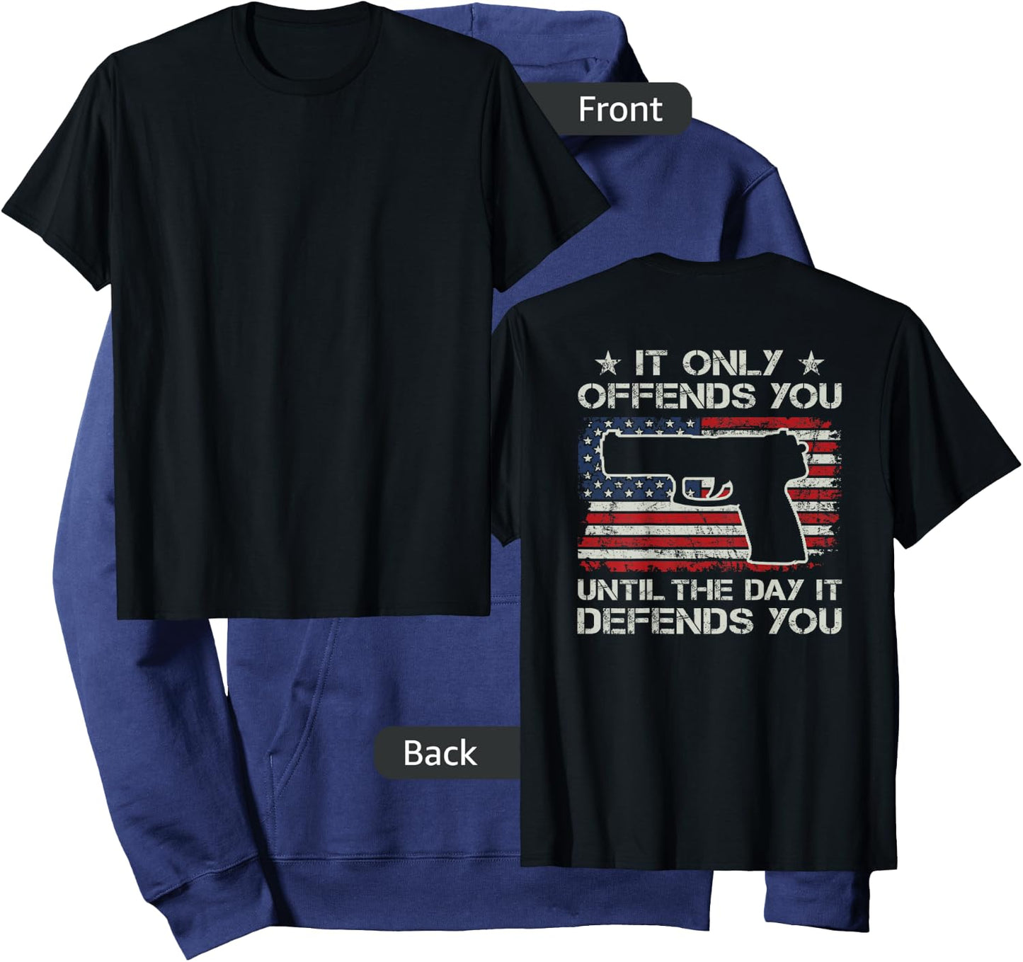It Only Offends You Until It Defends You Pro Guns - ON BACK Hoodie - Hoodie | Navy