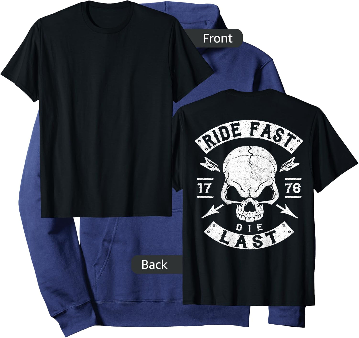 Funny Biker Shirt, Funny Motorcycle Shirt (printed on Back) Hoodie - Hoodie | Navy