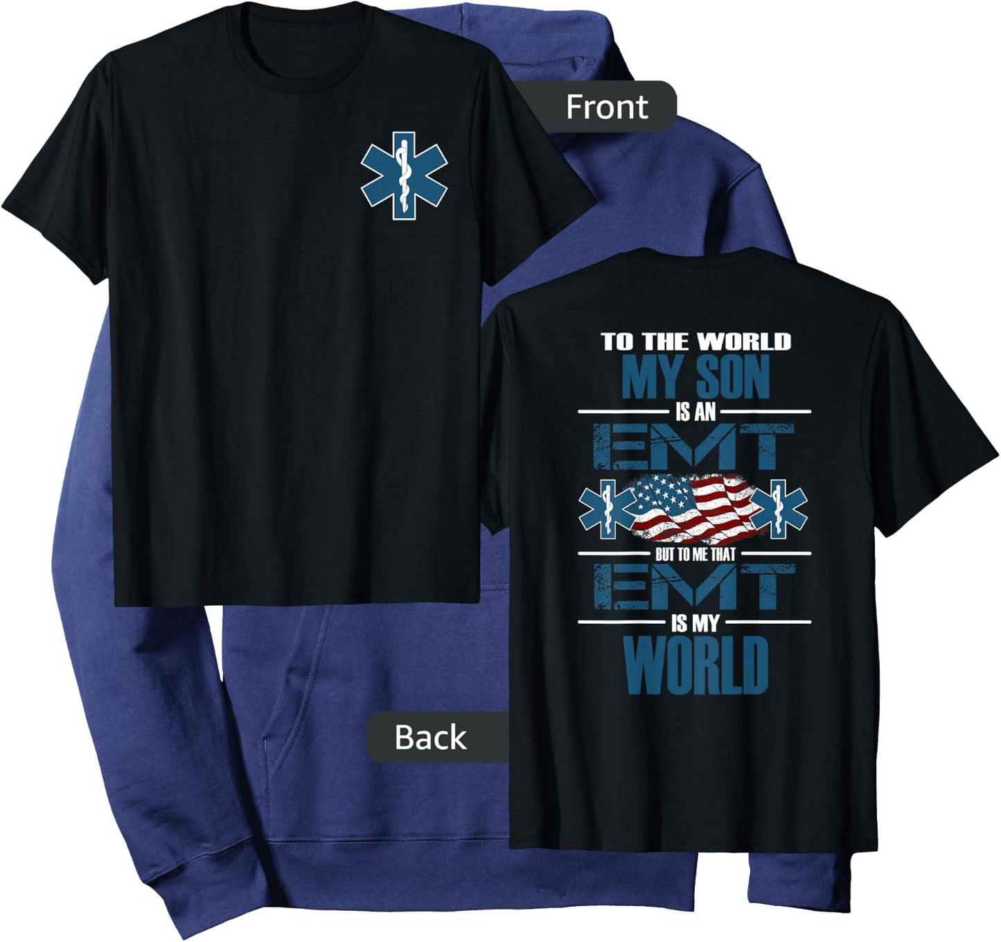 EMT EMS Family Support My Son The EMT Is My World Hoodie - Hoodie | Navy