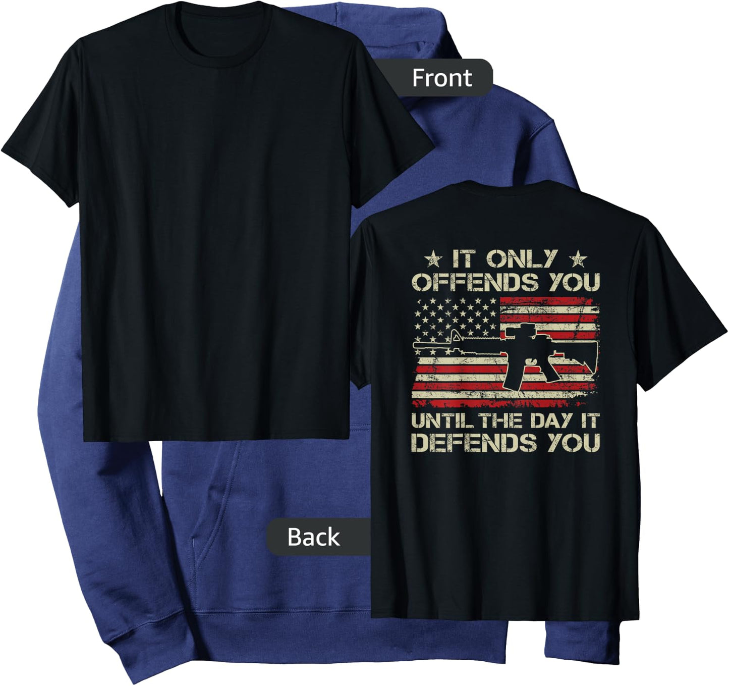 It Only Offends You Until The Day It Defends You - ON BACK Hoodie - Hoodie | Navy
