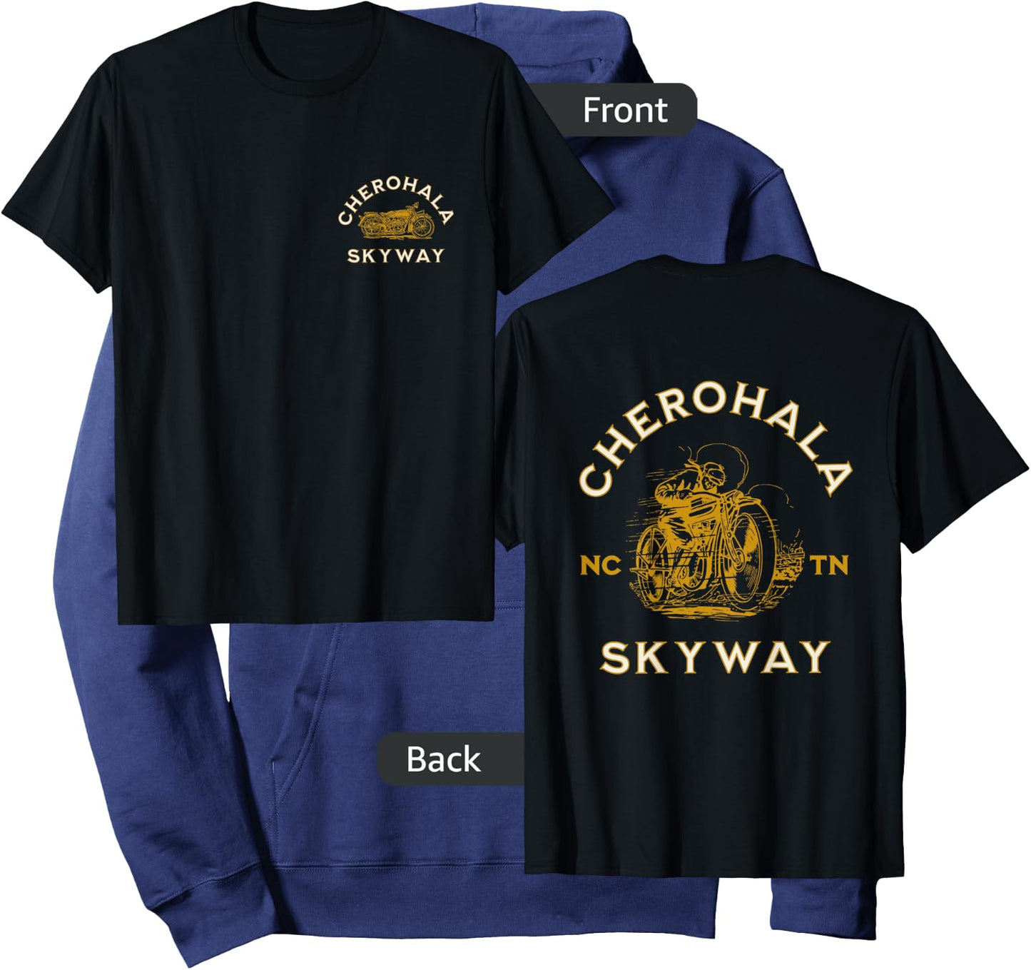 Cherohala Skyway in NC and TN USA Motorcycle Design Hoodie - Hoodie | Navy