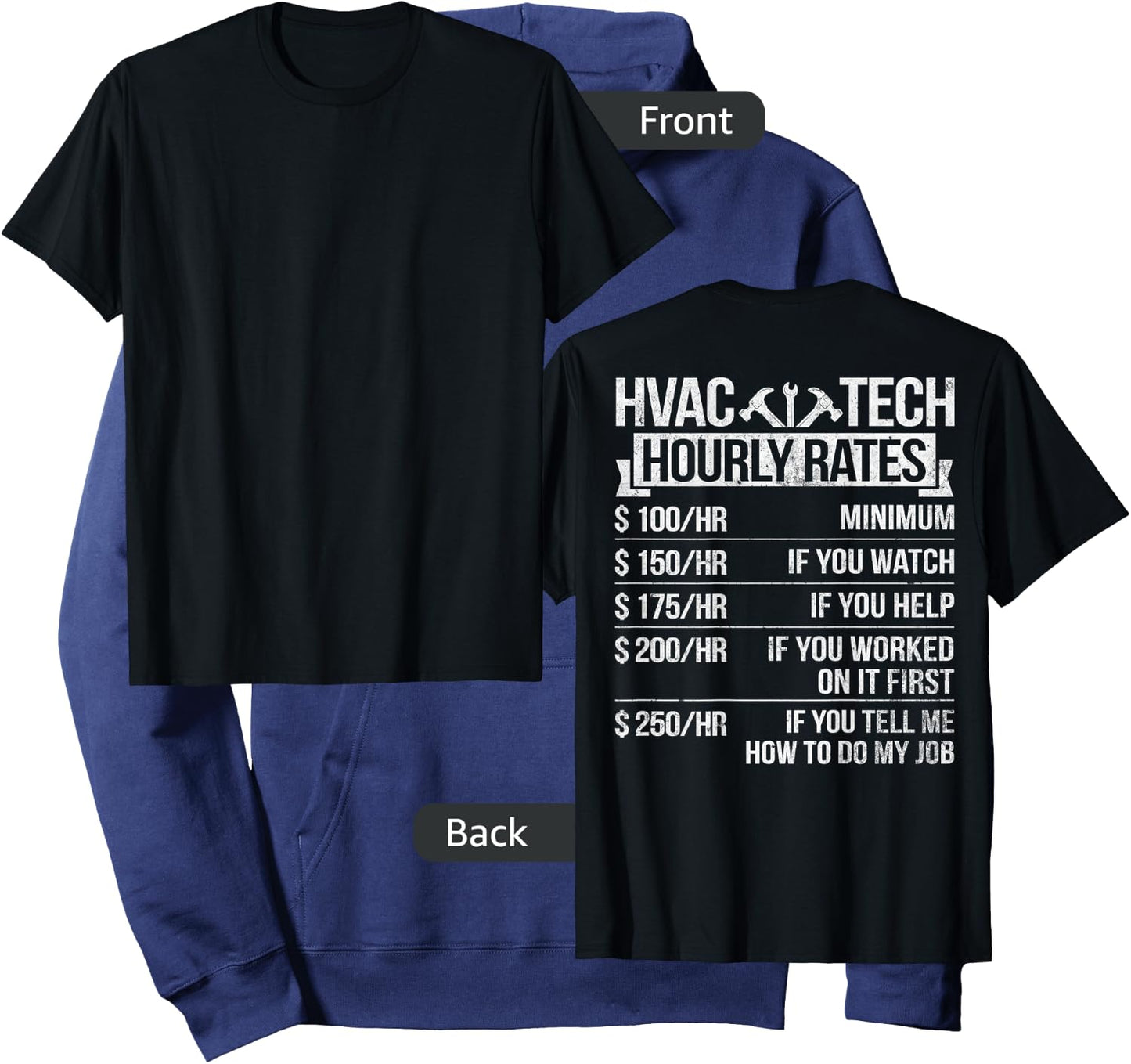 HVAC Technician Funny HVAC Tech Design On Back Hoodie - Hoodie | Navy