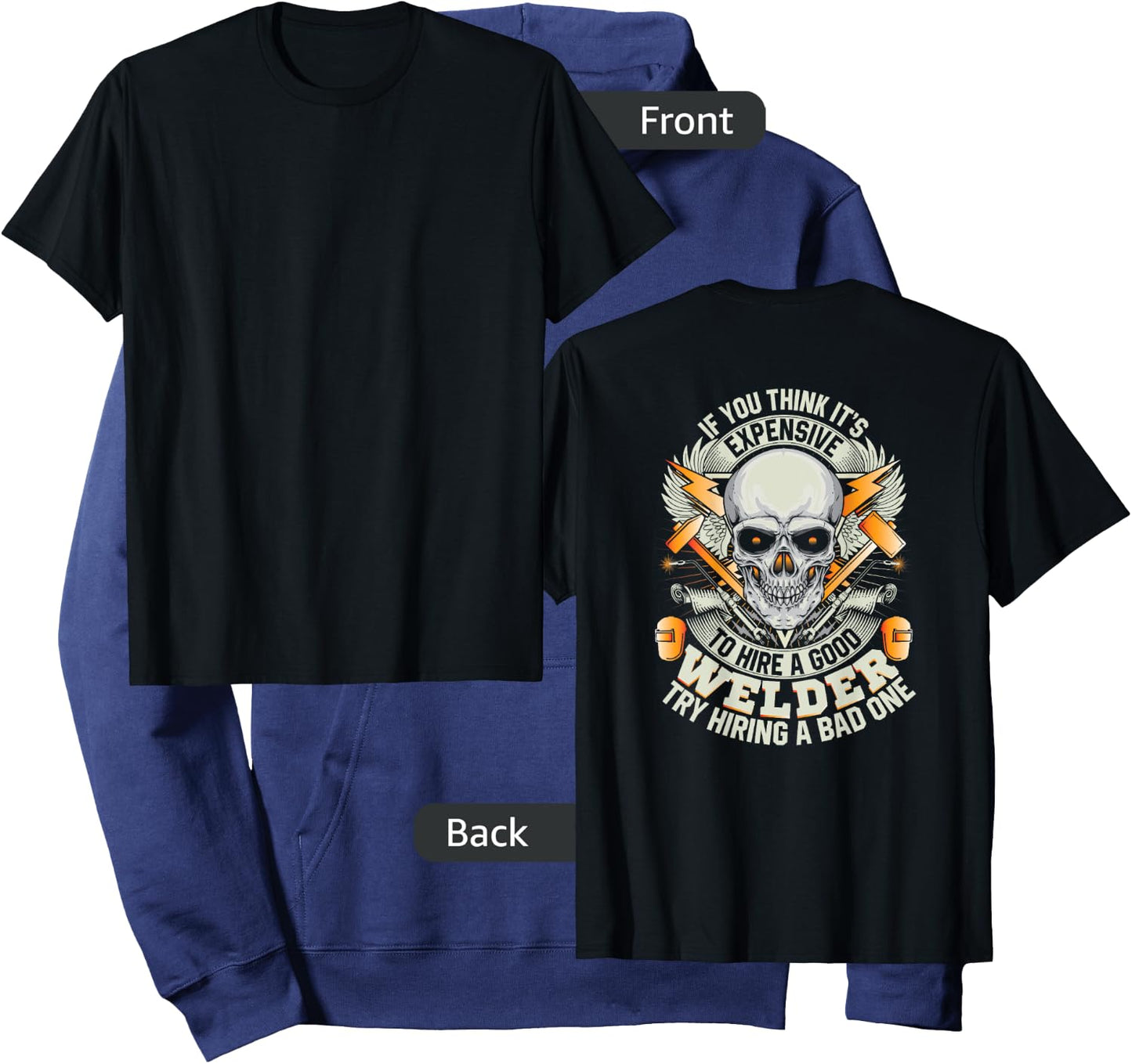 Welder Funny Welding Image On Back Of Shirt Hoodie - Hoodie | Navy