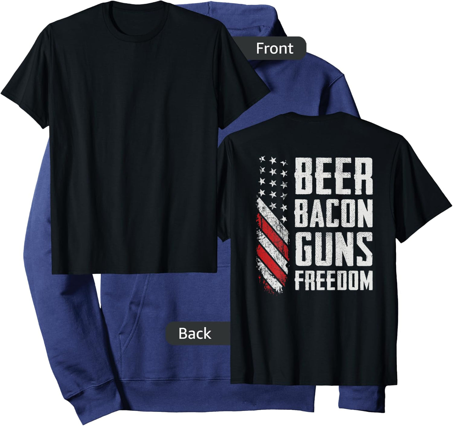 Beer Bacon Guns Freedom - BBQ USA Flag Drinking (ON BACK) Hoodie - Hoodie | Navy