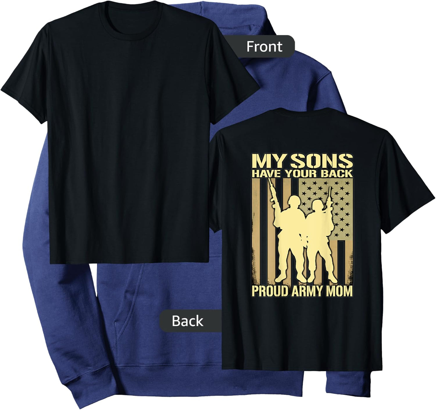 My Two Sons Have Your Back - Proud Army Mom Military Mother Hoodie - Hoodie | Navy