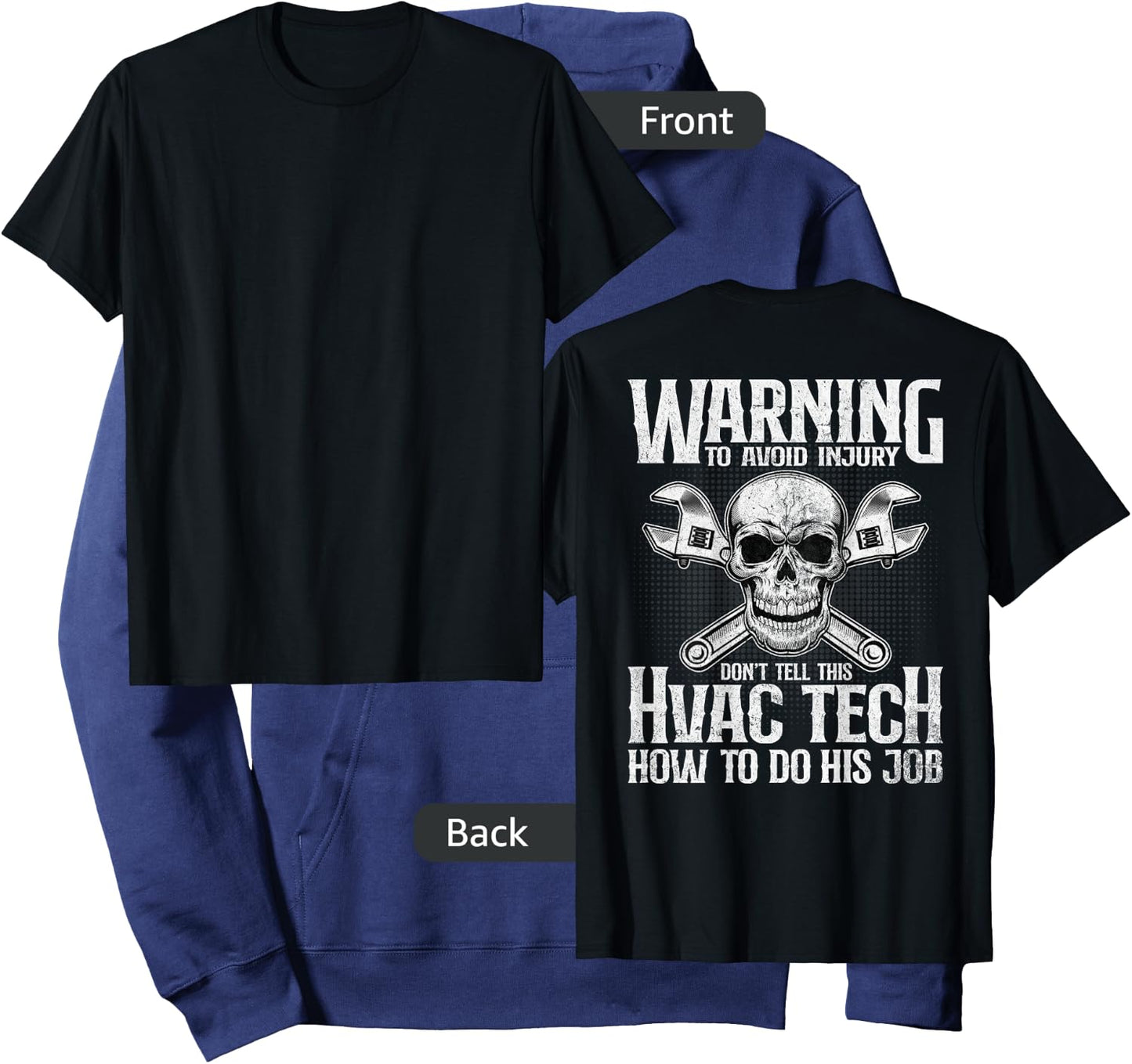 HVAC Technician Funny HVAC Tech Design On Back Hoodie - Hoodie | Navy
