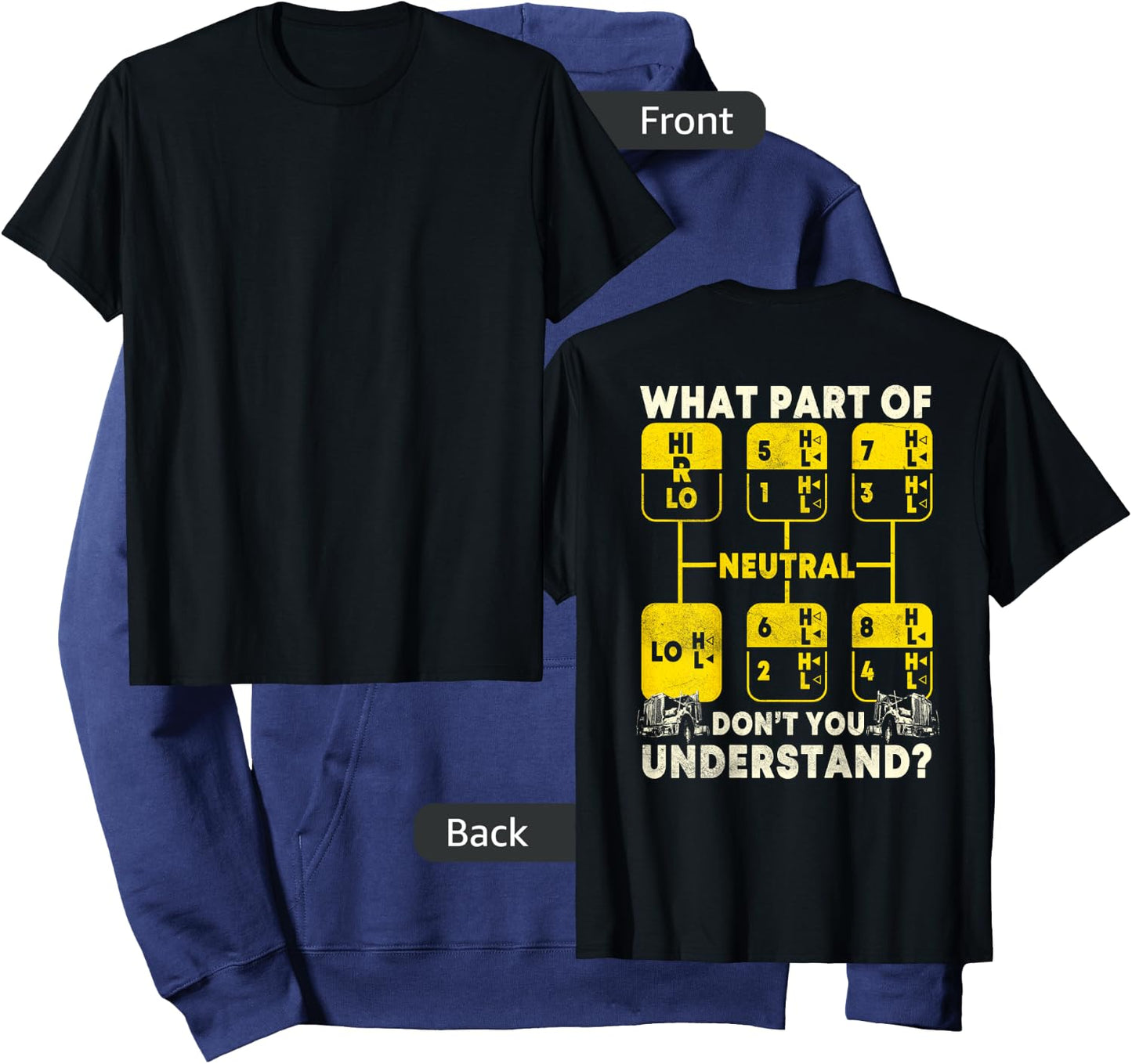 Trucker Gifts Truck Driver Design On Back Of Clothing Hoodie - Hoodie | Navy