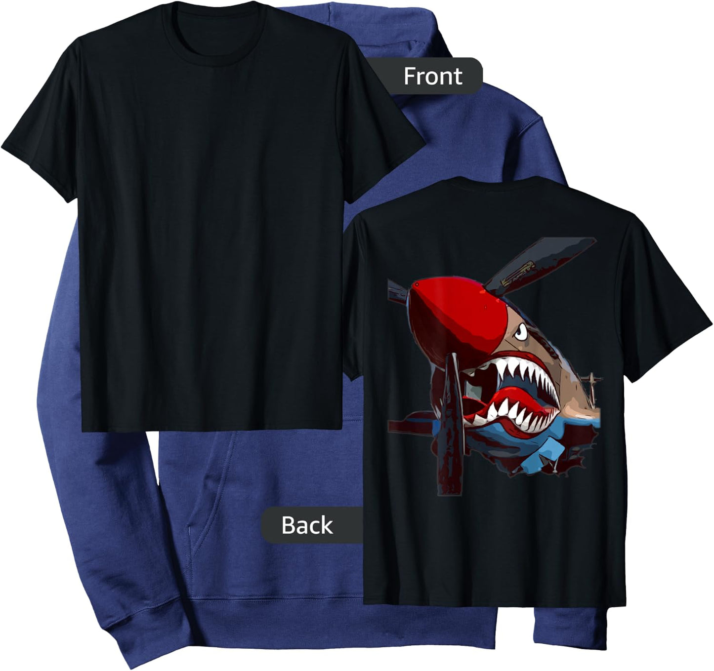 P-40 Warhawk Fighter Aircraft WW2 Airplane (Back) Hoodie - Hoodie | Navy